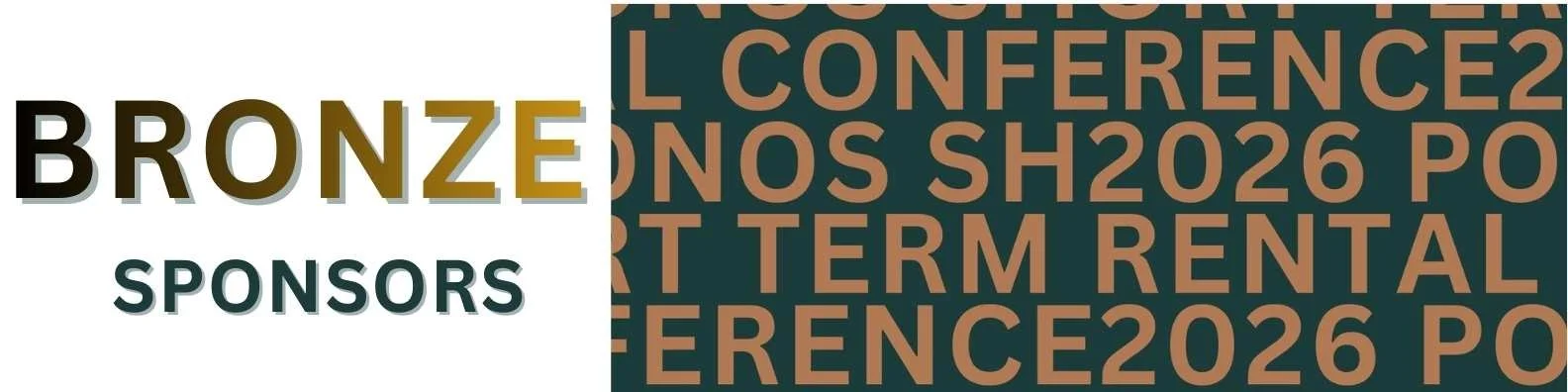 Close-up of a banner showing the words "Bronze Sponsorships" and background text with repetitions of "SH2026 POR T ERM RENTAL CONFERENCE2026"