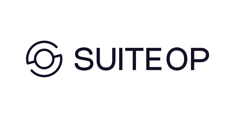 Logo of SuiteOp company featuring a circular icon and the text 'SUITEOP' in dark purple.