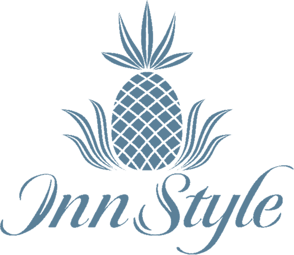 A stylized blue pineapple above the text "Inn Style" written in cursive font.