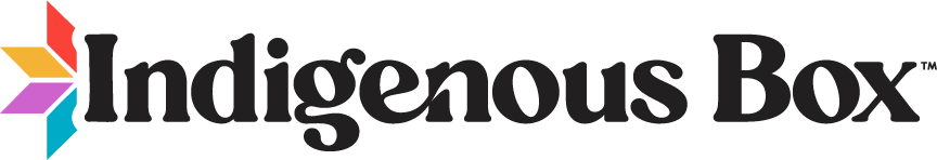 Indigenous Box logo with colorful geometric design.