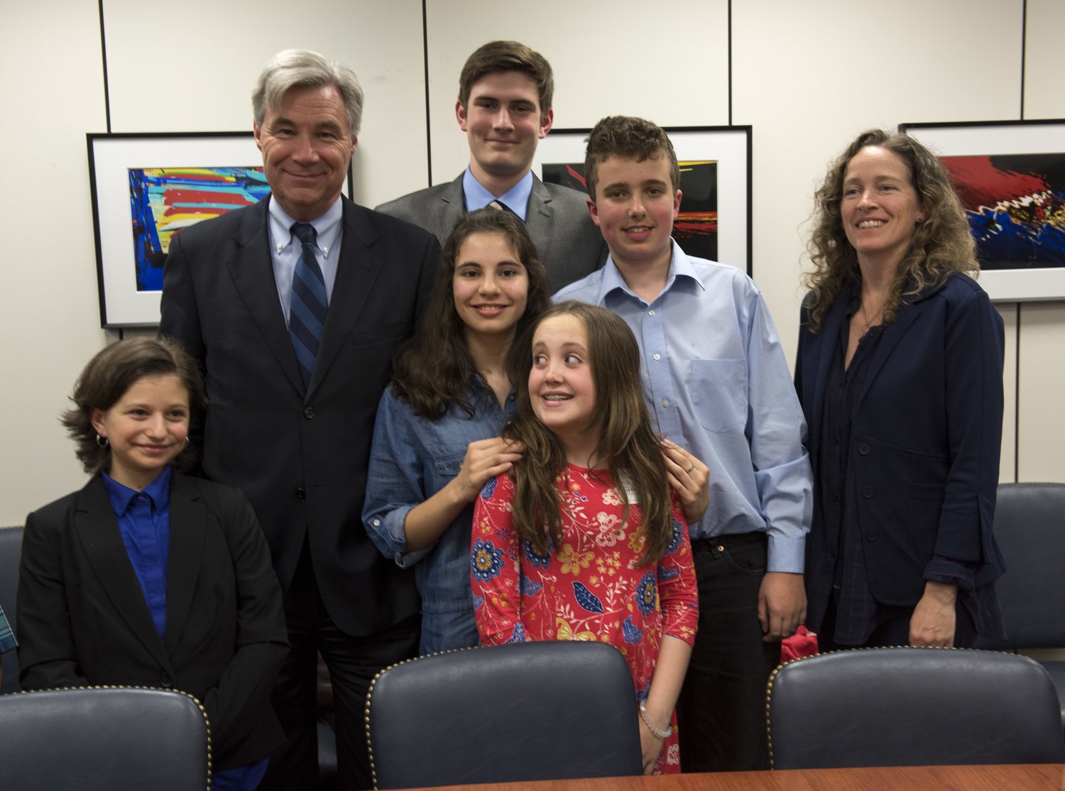 Nathan with Senator Sheldon Whitehouse, fellow #youthvgov plaintiffs and co-lead counsel Julia Olson on Capitol Hill, April 2017. Photo: Robin Loznak