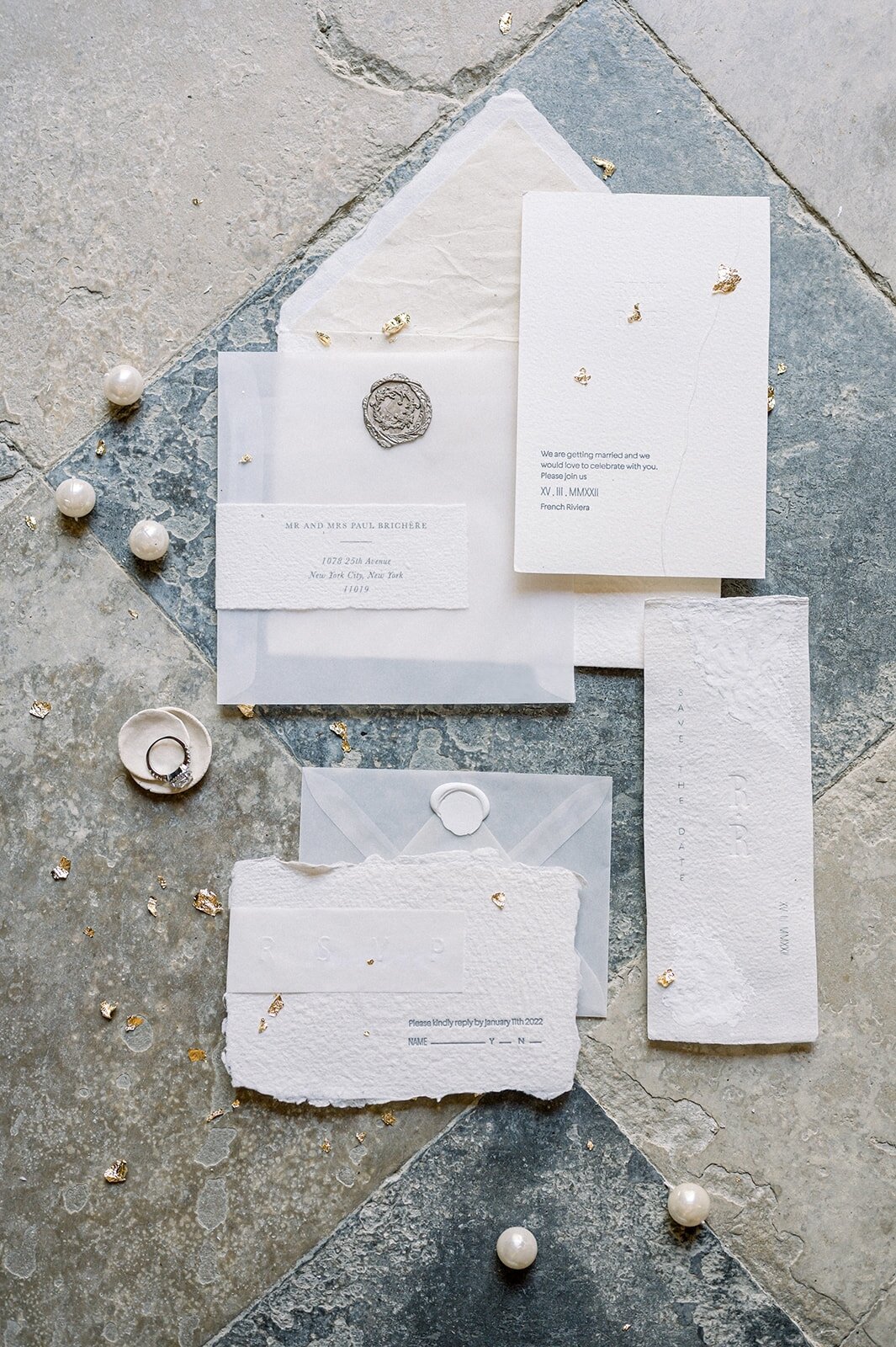 A French touch for a Provence destination wedding.​​​​​​​​ If the chosen destination for the wedding has cultural features or distinctives elements, consider including them into the stationery. This adds a delightful touch in honouring the location a