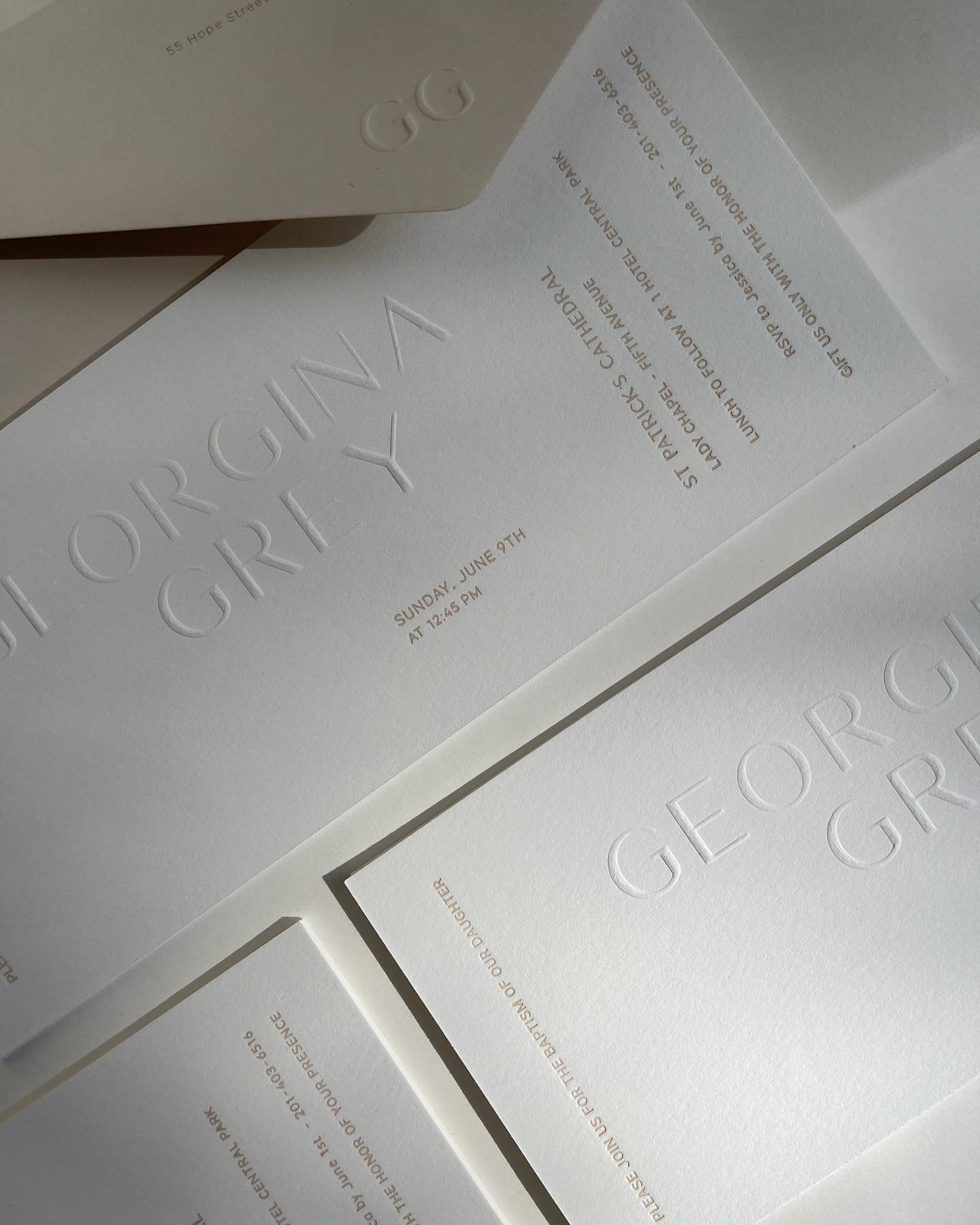 Such an honour to design and print little Georgina Grey&rsquo;s baptism invitations. I designed her parents wedding invitations a few years back and now it&rsquo;s her turn to have her own letterpress stationery. Thank you @jrac and @malcnyc 🥰
.
.
.