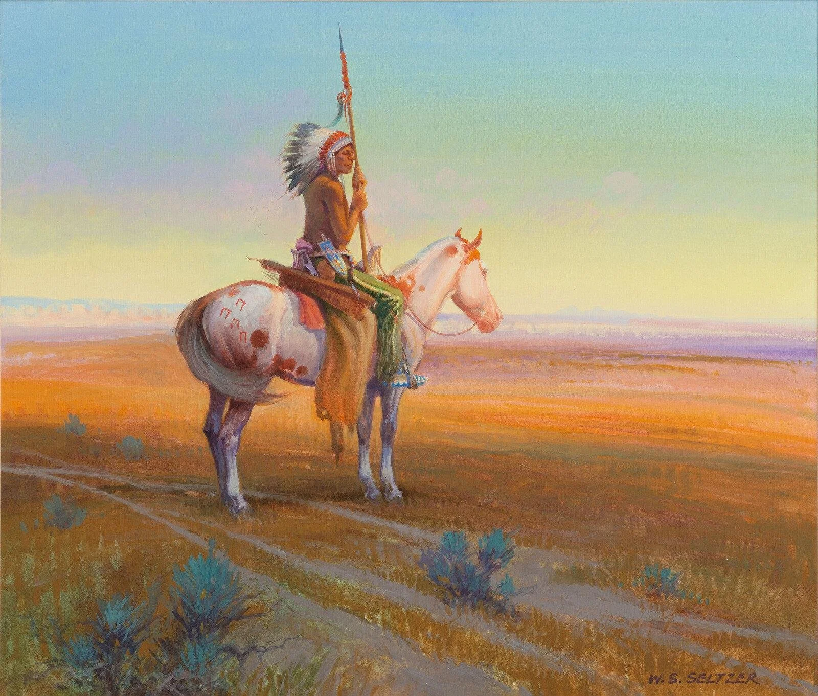 W Steve Seltzer Scout on Horse gouache.jpg