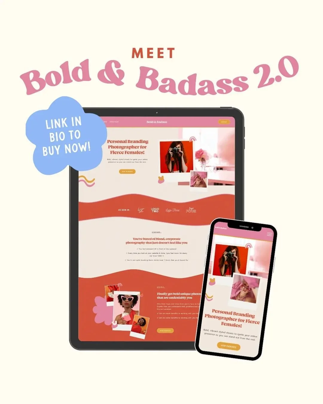 ✨&nbsp;Meet Bold &amp; Badass 2.0!

✨&nbsp;A bold fun Squarespace 7.1 Template for photographers + visual creative service-based businesses.

✨&nbsp;The Bold &amp; Badass Squarespace 7.1 Template is the new improved version of my best selling Squares