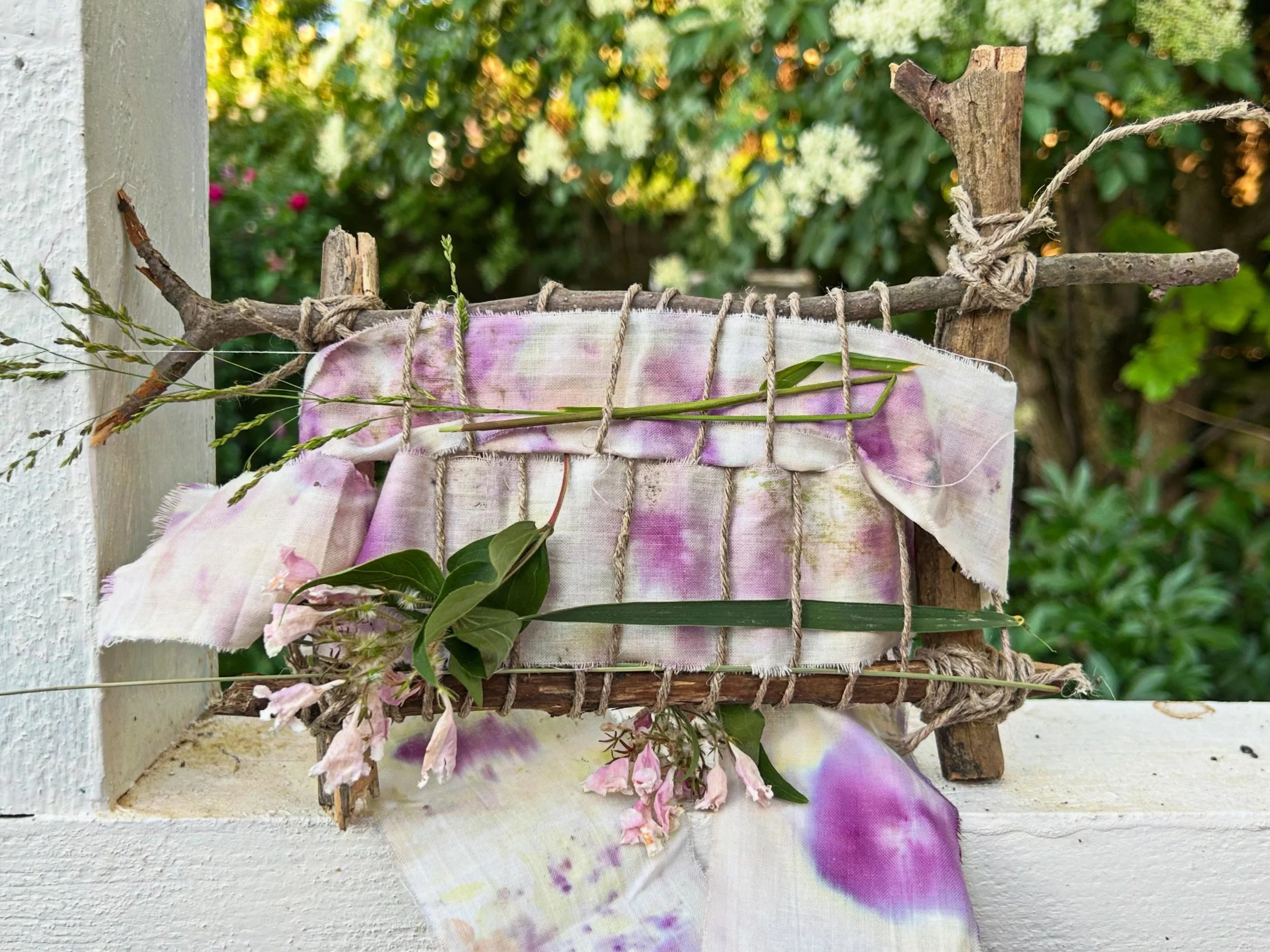 Hand dyed with garden flowers - presence and absence - childhood nostalgia#artist #artwork #gardenart #naturaldyes
