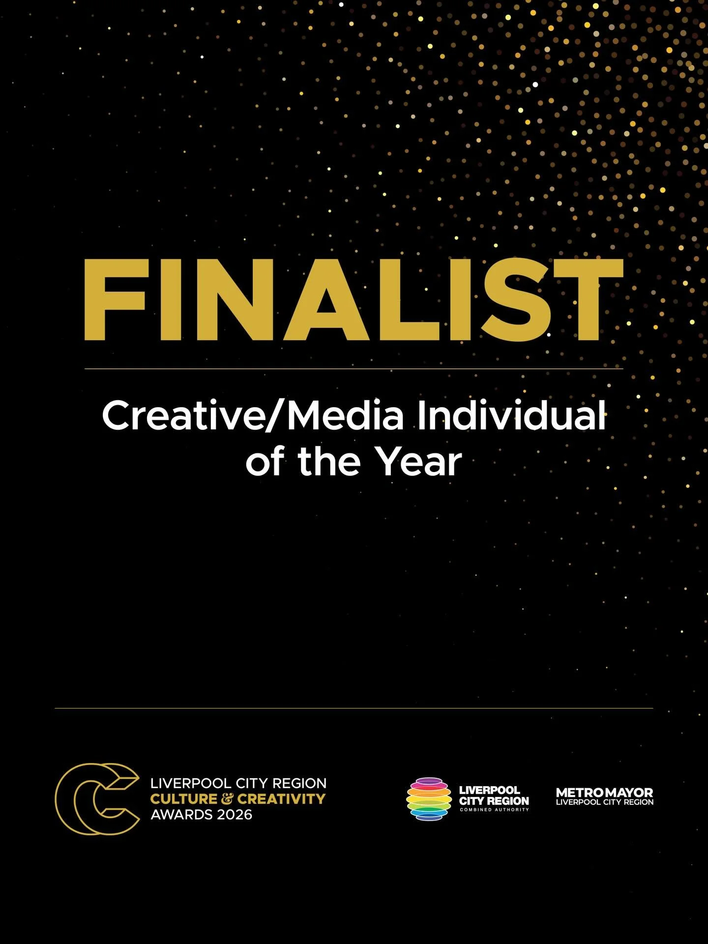Amazing to be a finalist for creative/media individual of the year, thank you for @lpoolcityregion for putting me into a shortlist of amazingly talented people.