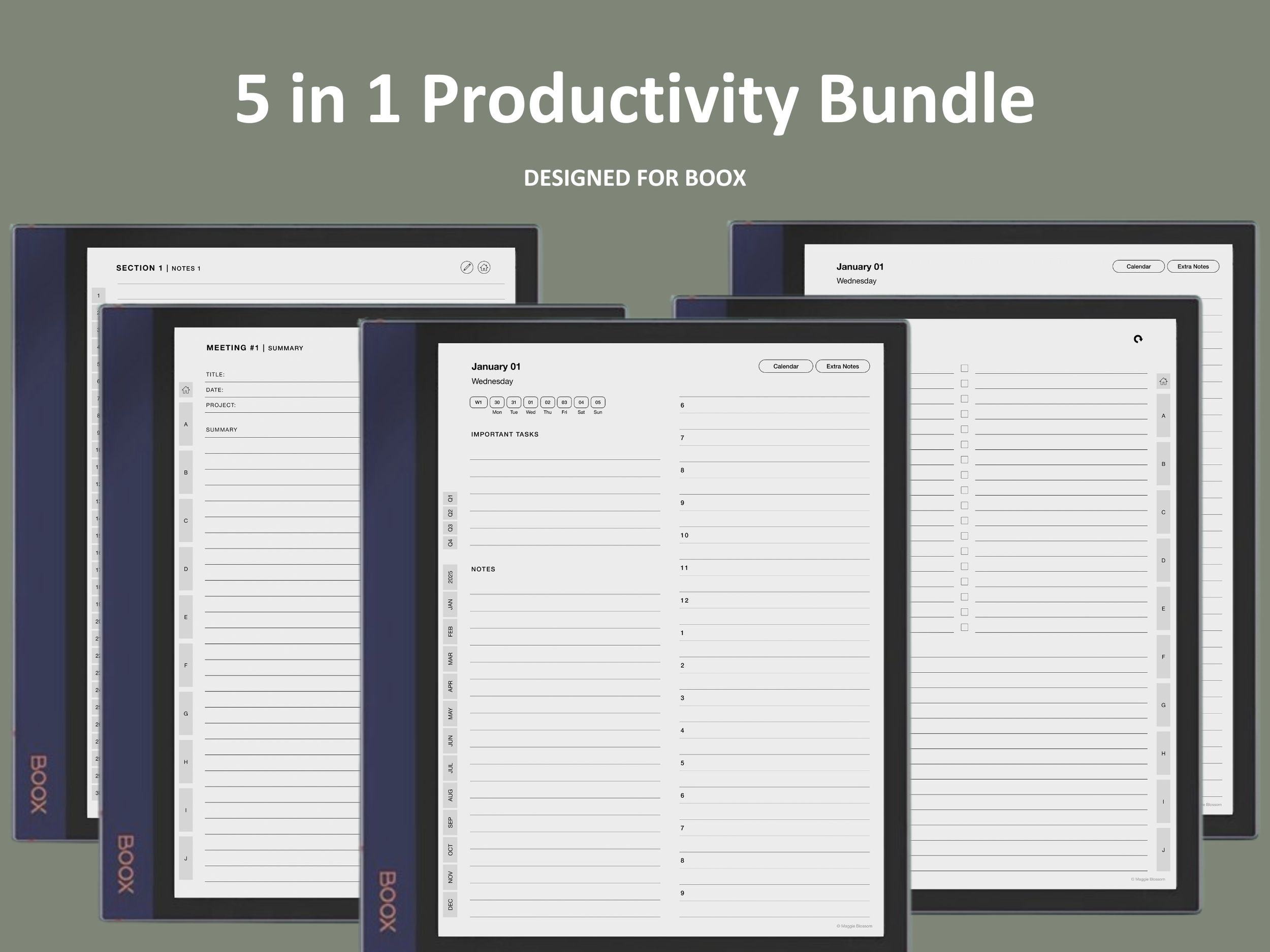 boox planner bundle template