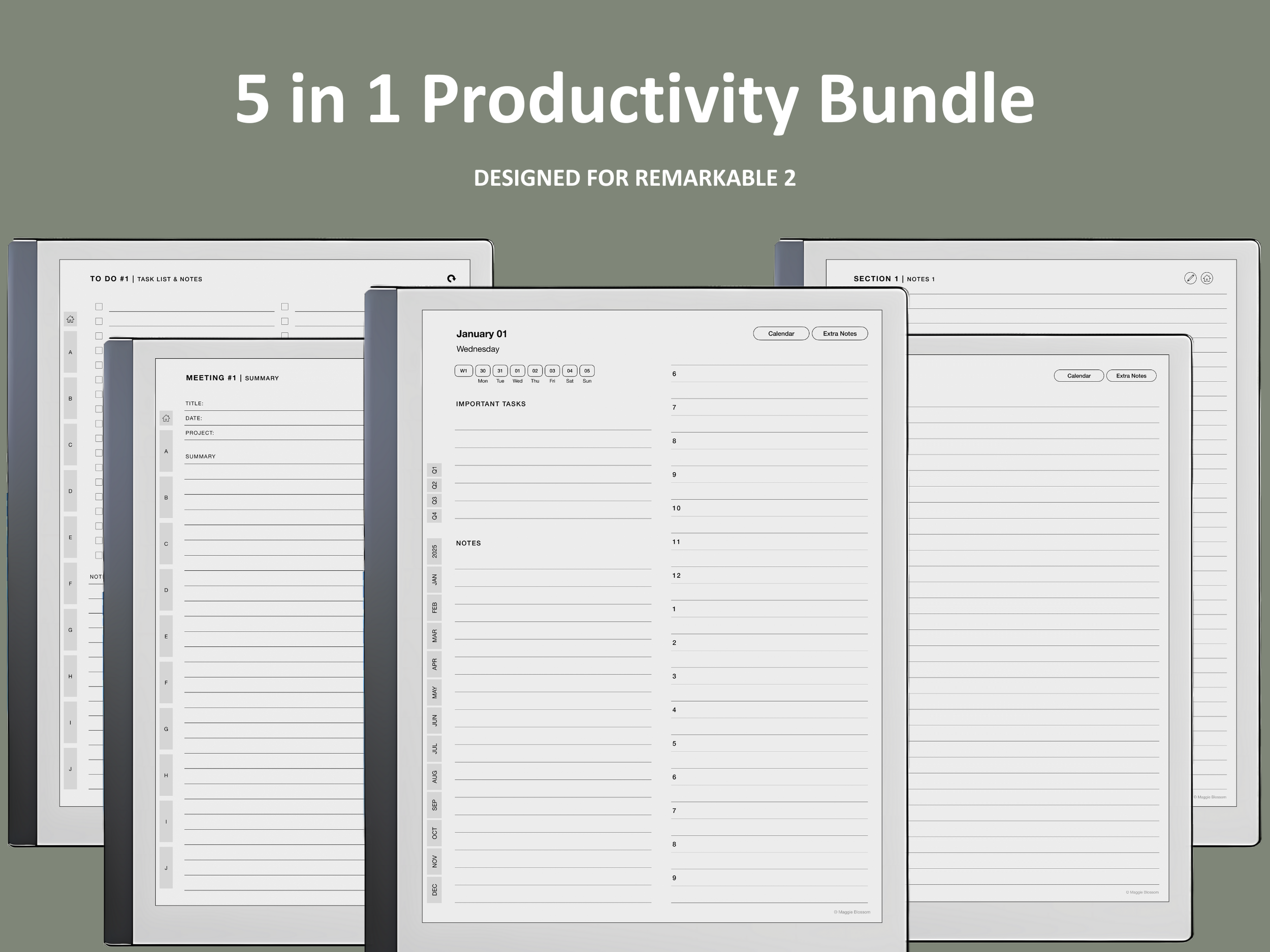 remarkable 2 planner bundle template