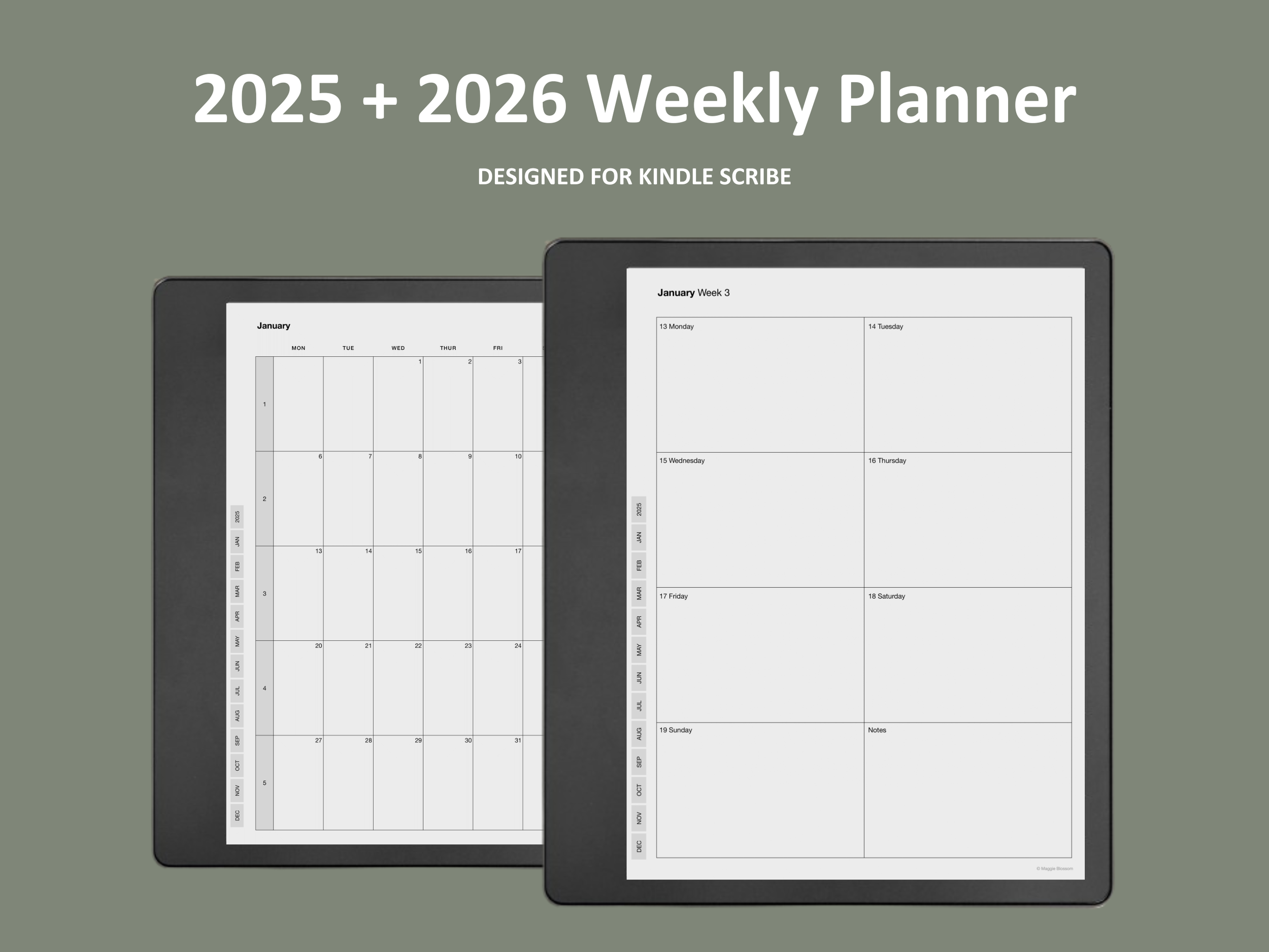 kindle scribe weekly planner template