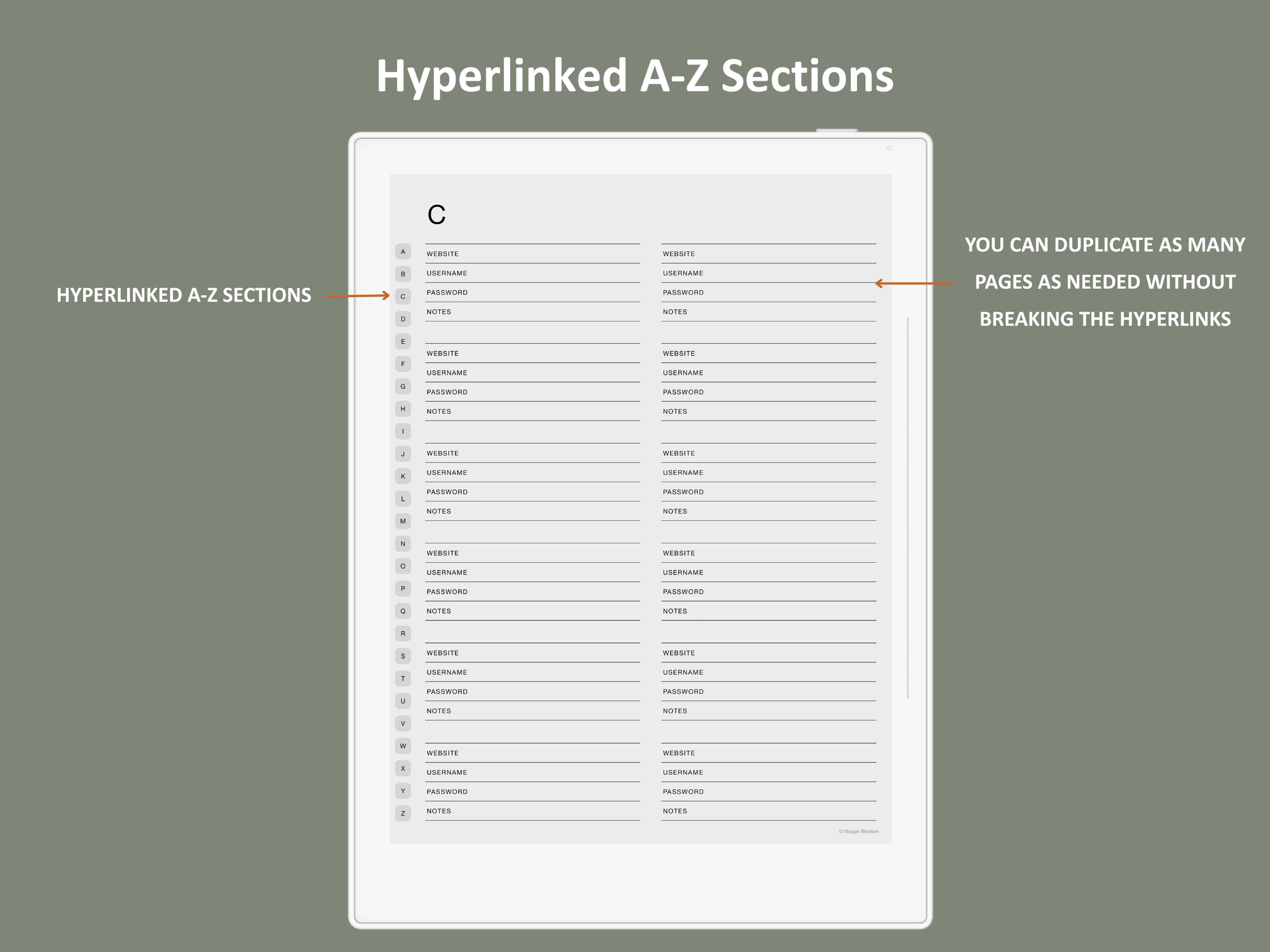 supernote password template
