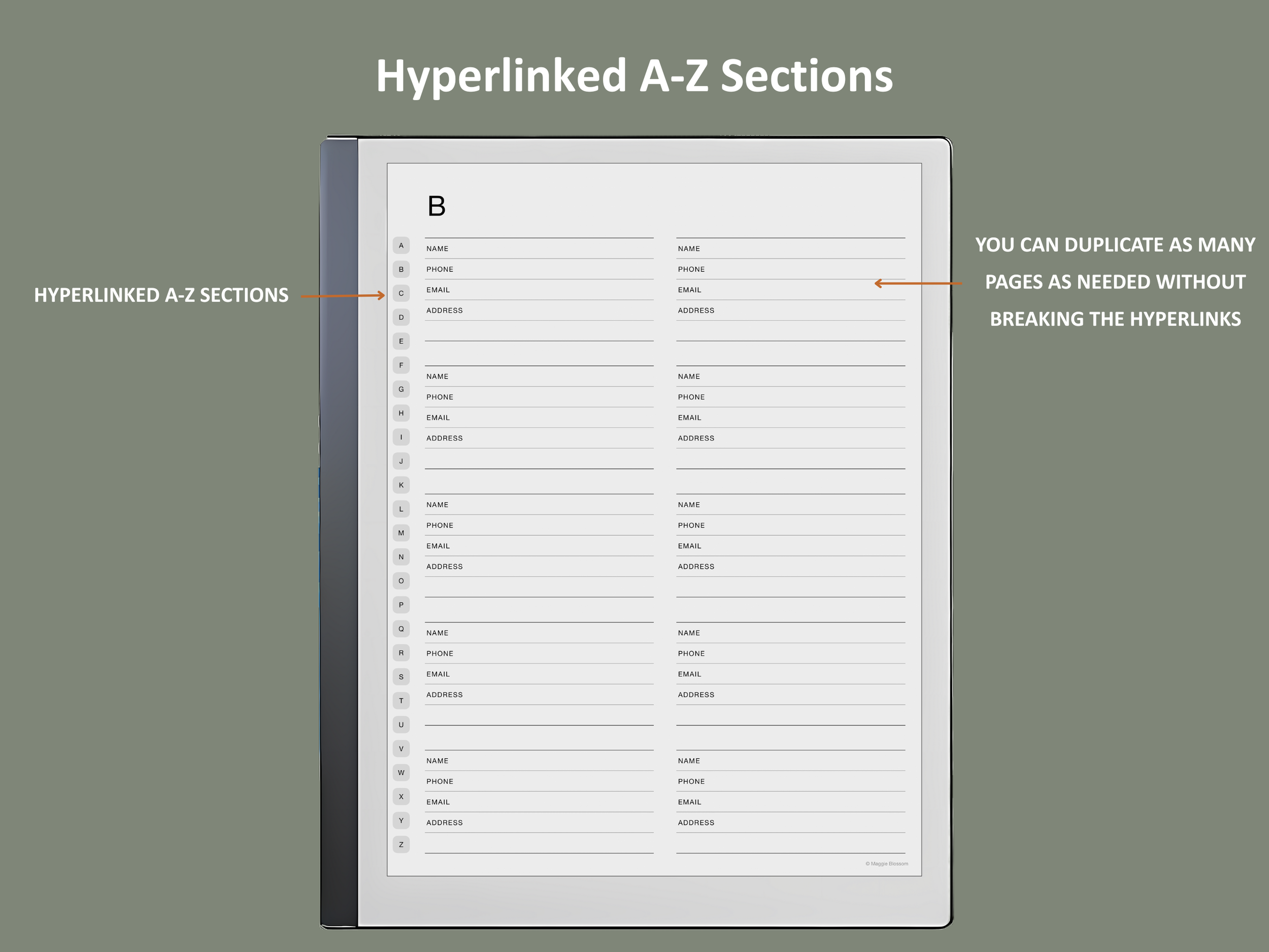 remarkable 2 address book template