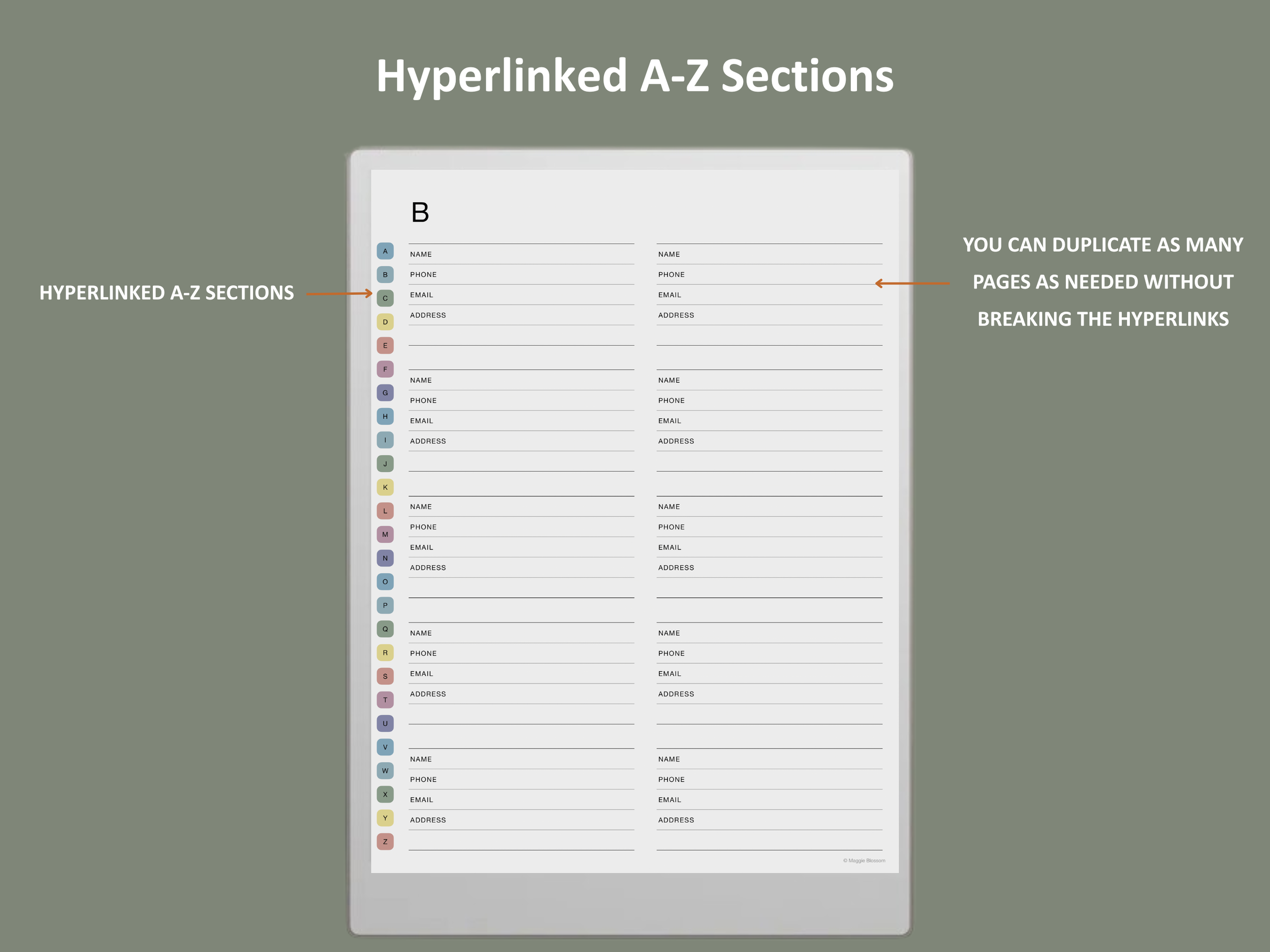 remarkable paper pro address book template