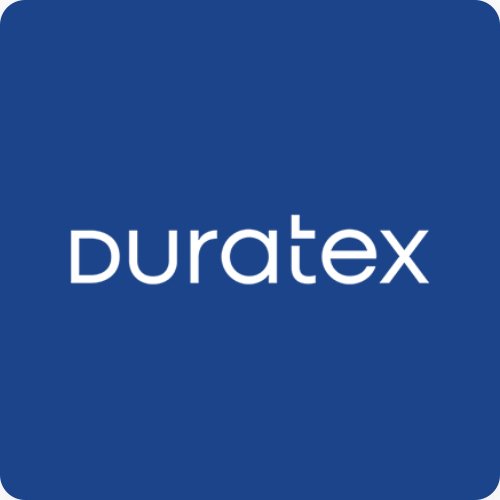 Logotipo da Duratex em fundo azul.