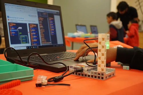 Kids coding robots at RoboLab summer camp