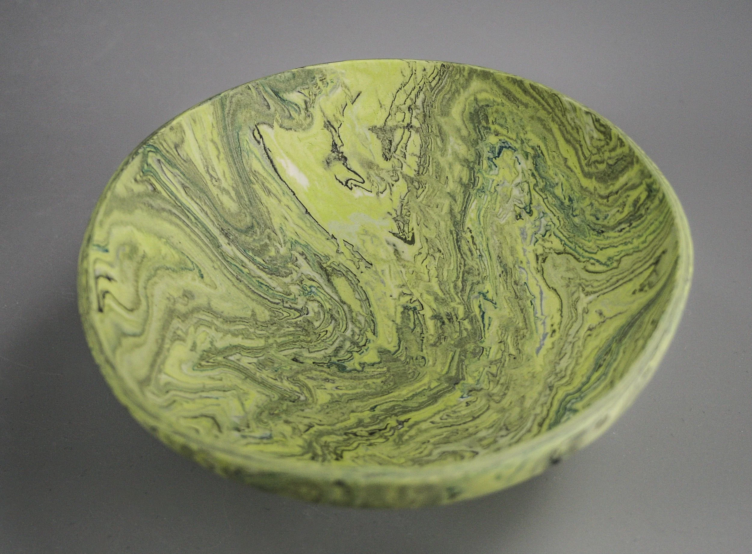 Large Green  Marblized Bowl.jpg