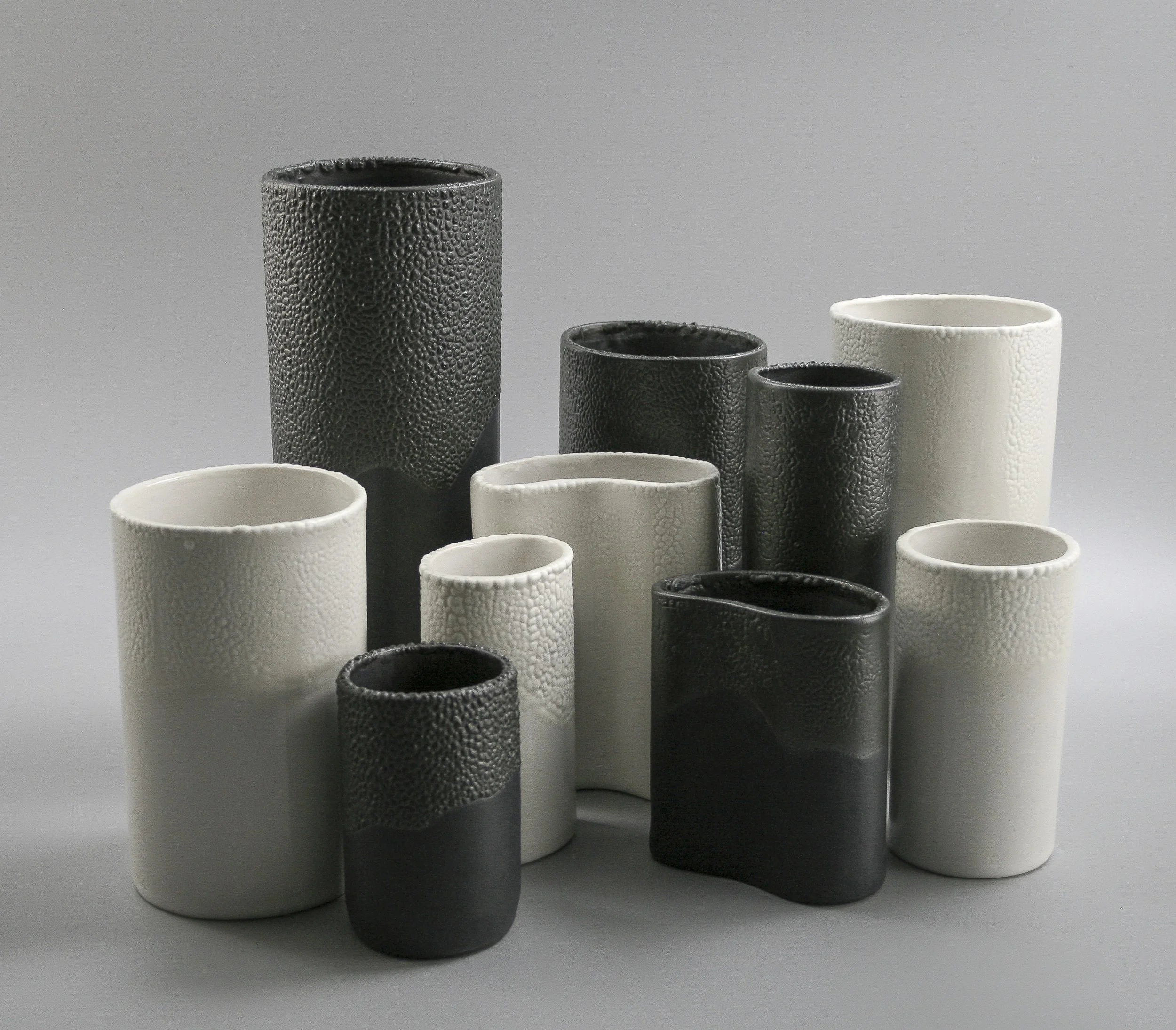 Group of B&W Lichen Vases.jpg