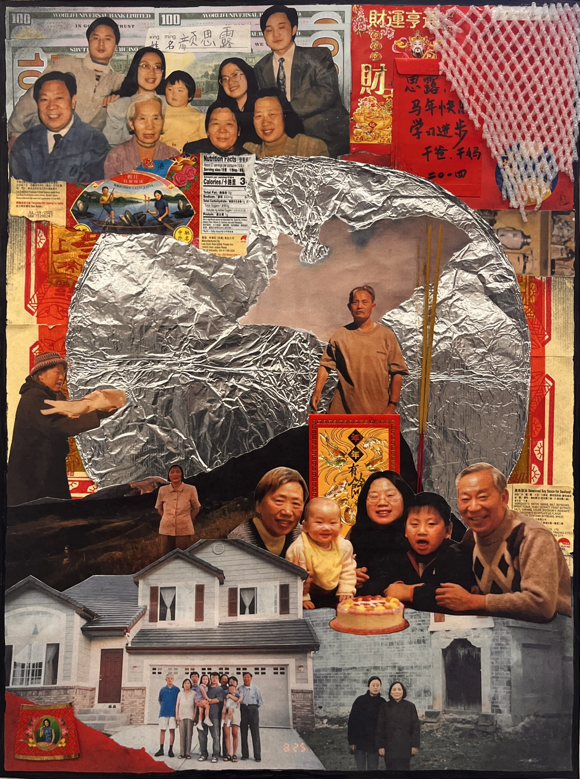 "Family," collage on paper, 2026