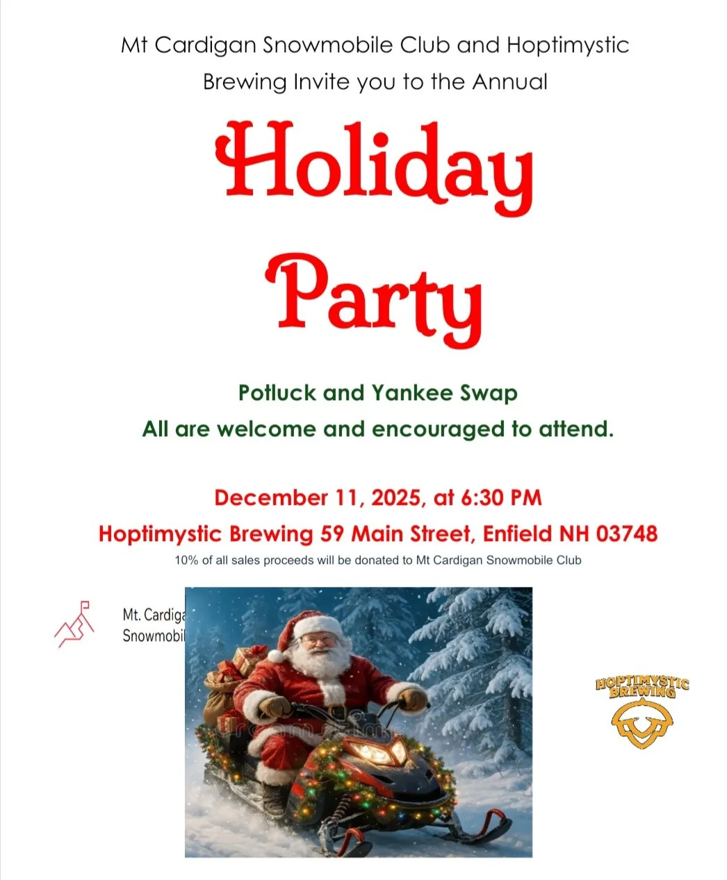 ENFIELD - Mt. Cardigan Snowmobile Club HOliday Party