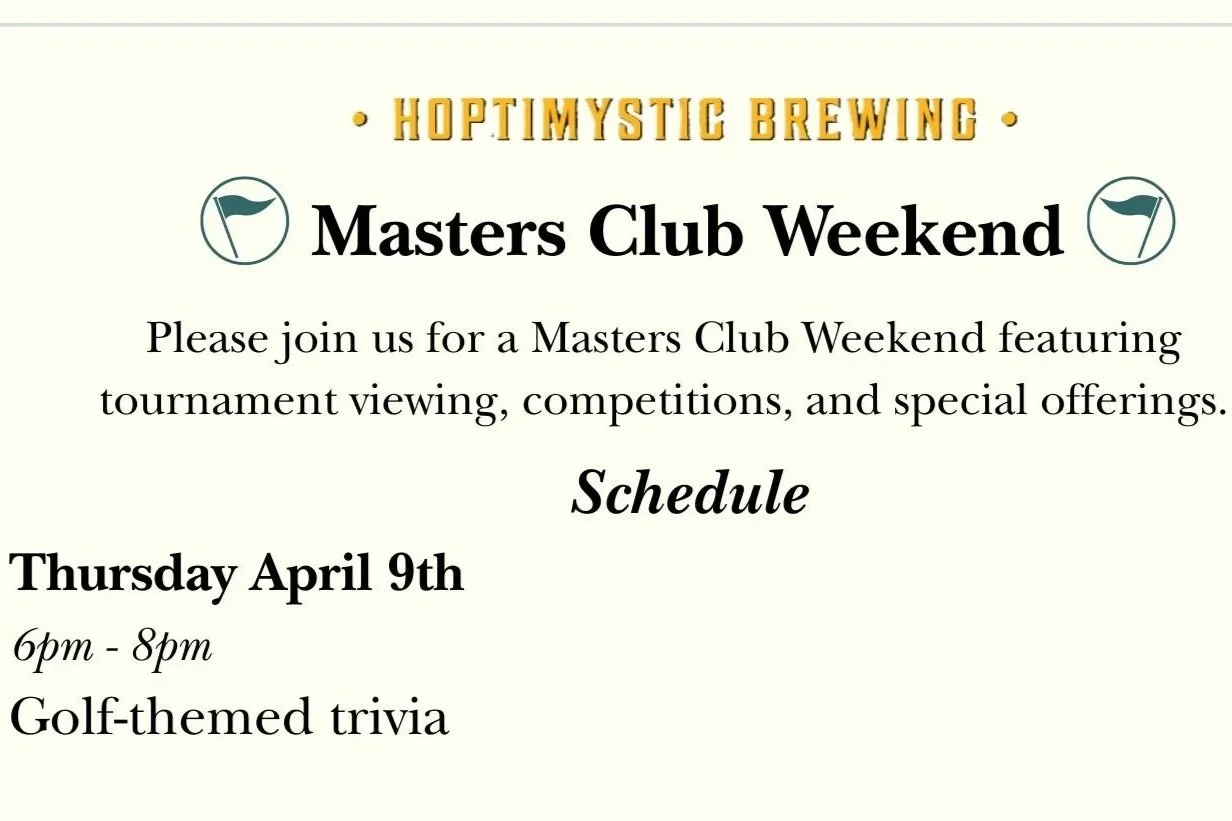 Thursday: Masters Trivia (6–8pm)&nbsp;&nbsp; 🏌️‍♂️ Sunapee
