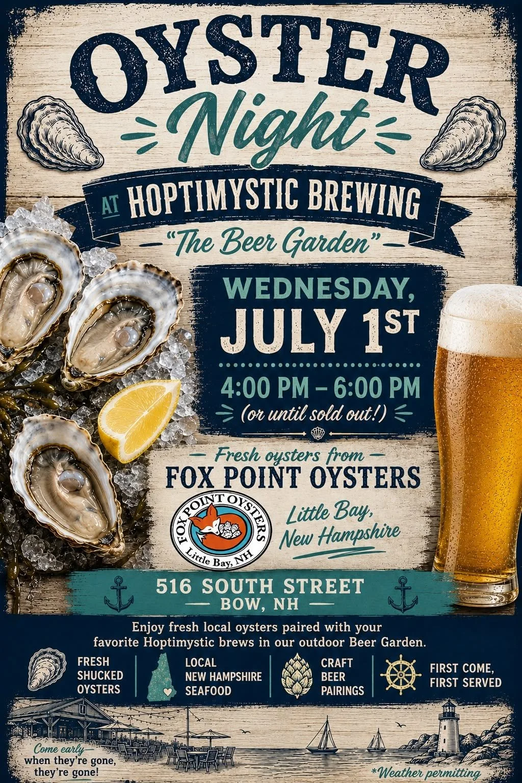 Oyster Night at the Beer Garden BOW 7/1