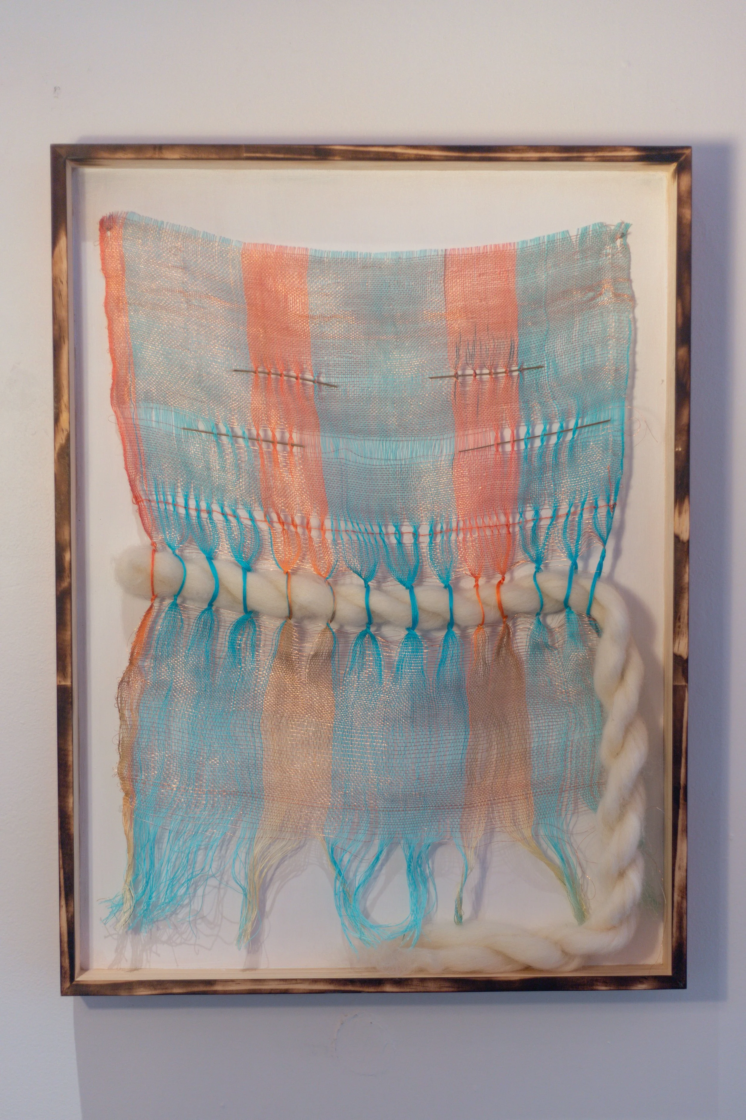 Santa Fe, mixed fibers, handwoven warp painted ondulé weave, 18x14x3”,2025
$1,200
