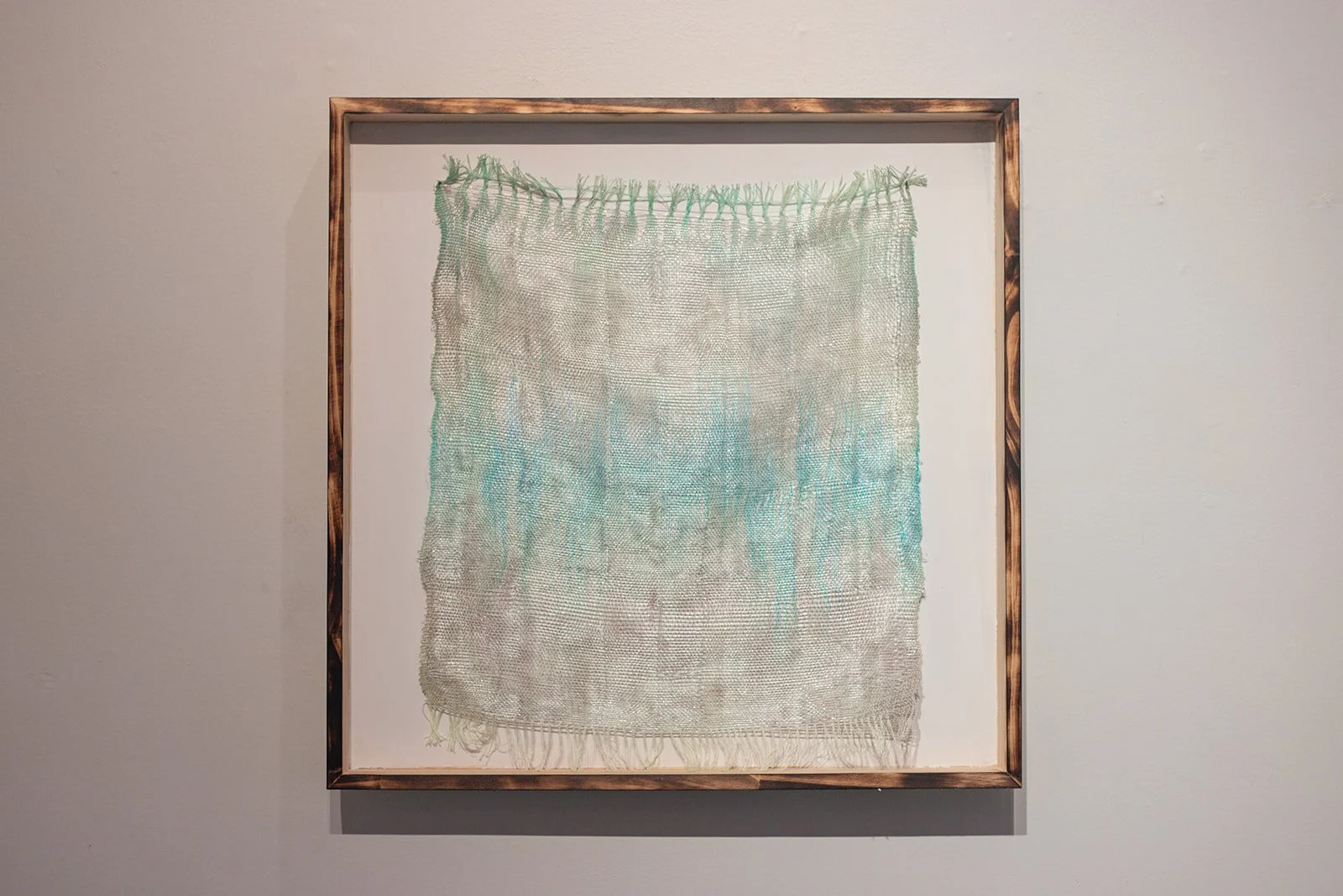 the blue stone, mixed fibers, handwoven warp painted ondulé weave, 2025
 $800
