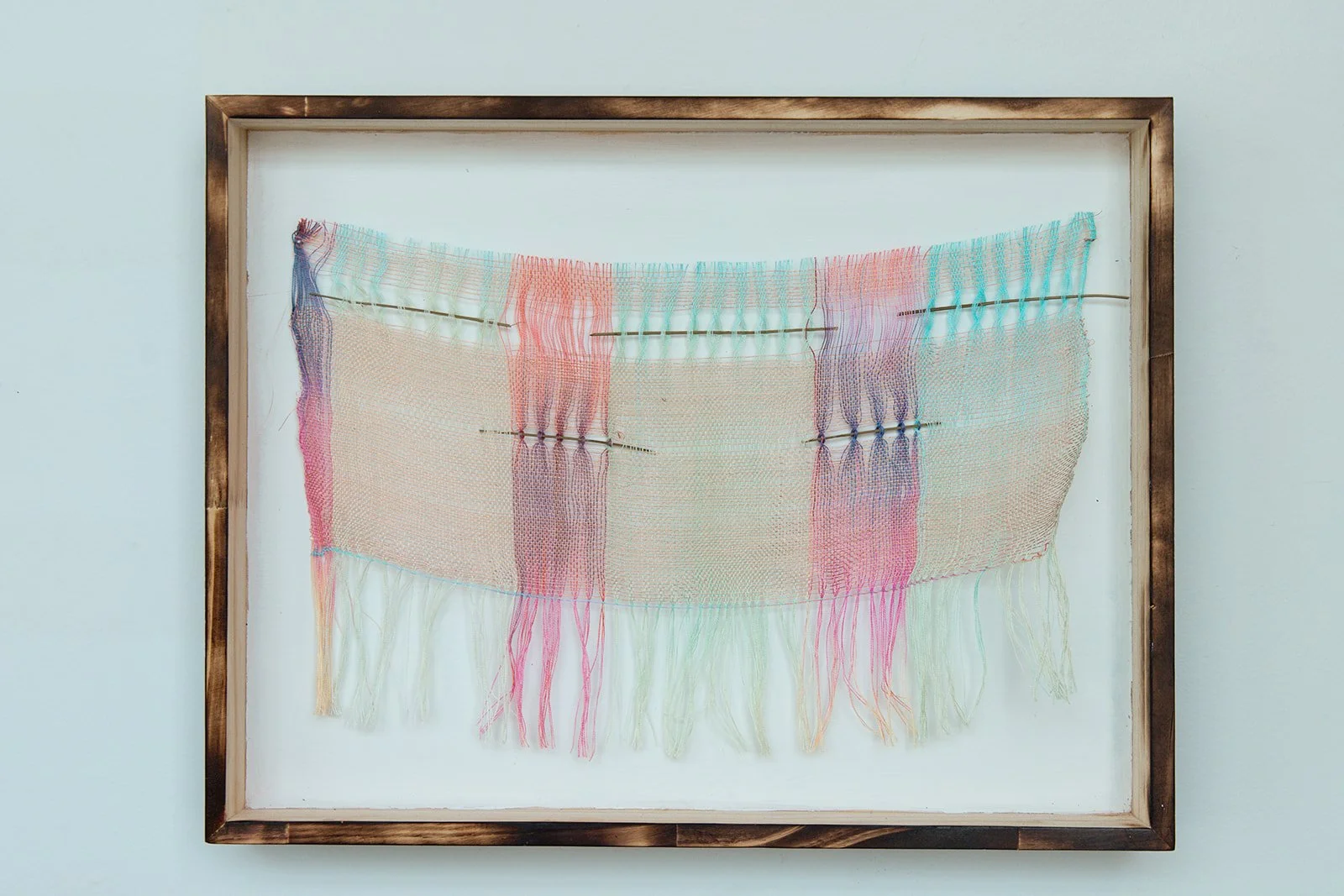 Española, mixed fiber, handwoven warp painted ondulé weave,18x14x3” 2025
$200

