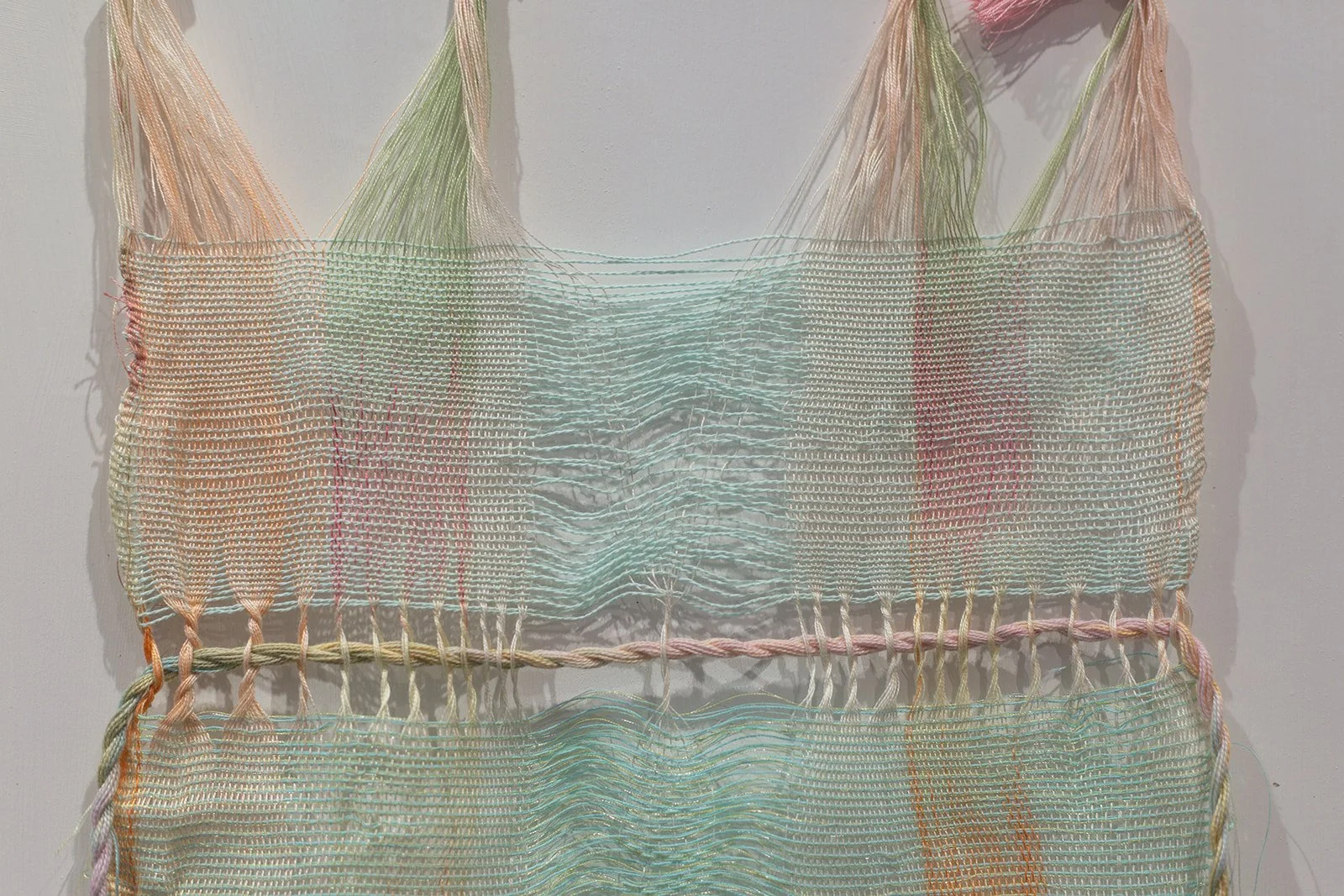 amor por juarez, detail ,mixed fibers, handwoven warp painted ondulé weave, 24x18x3” 2025
$1,200
