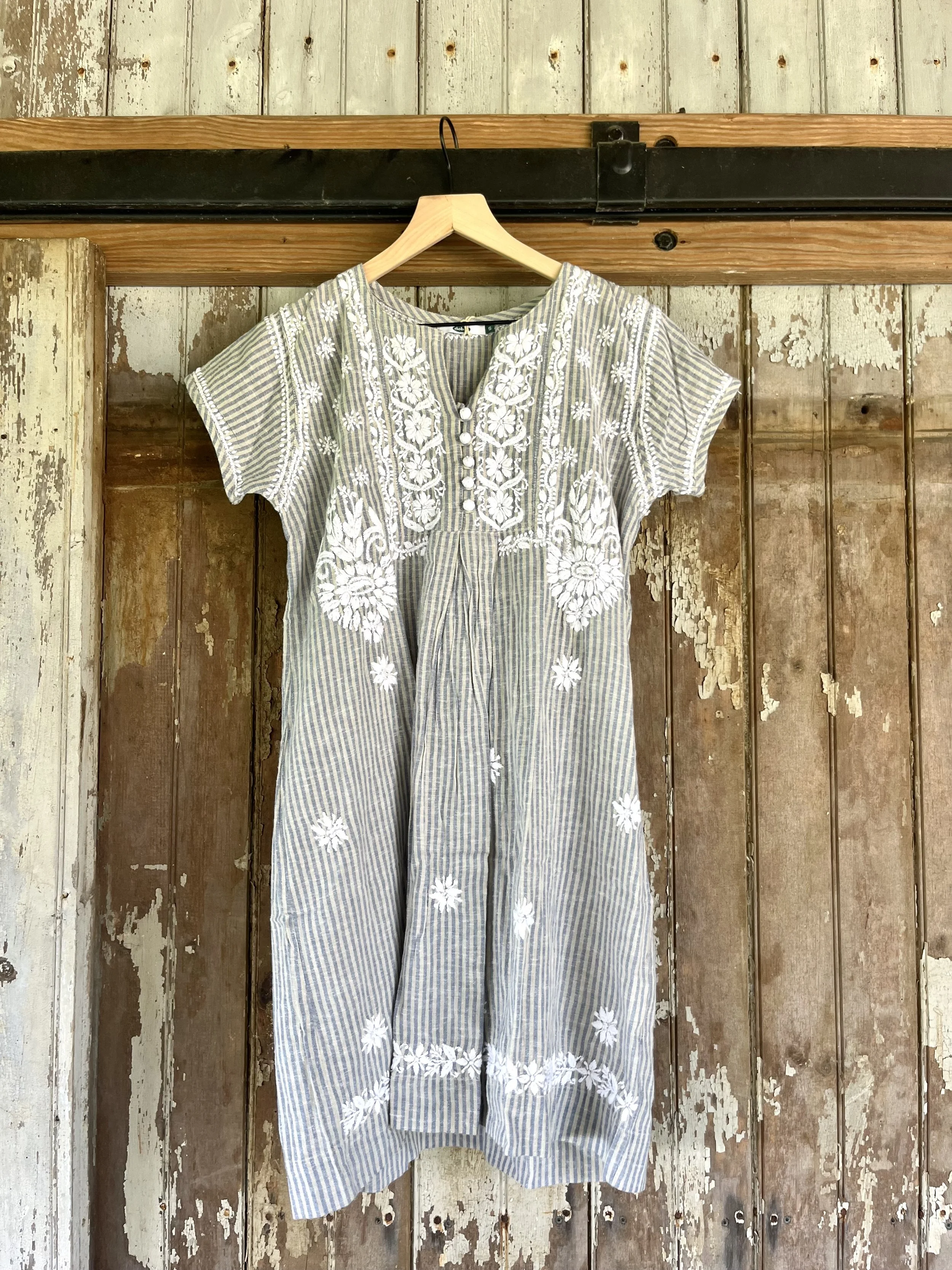 Embroidered Stripe Dress