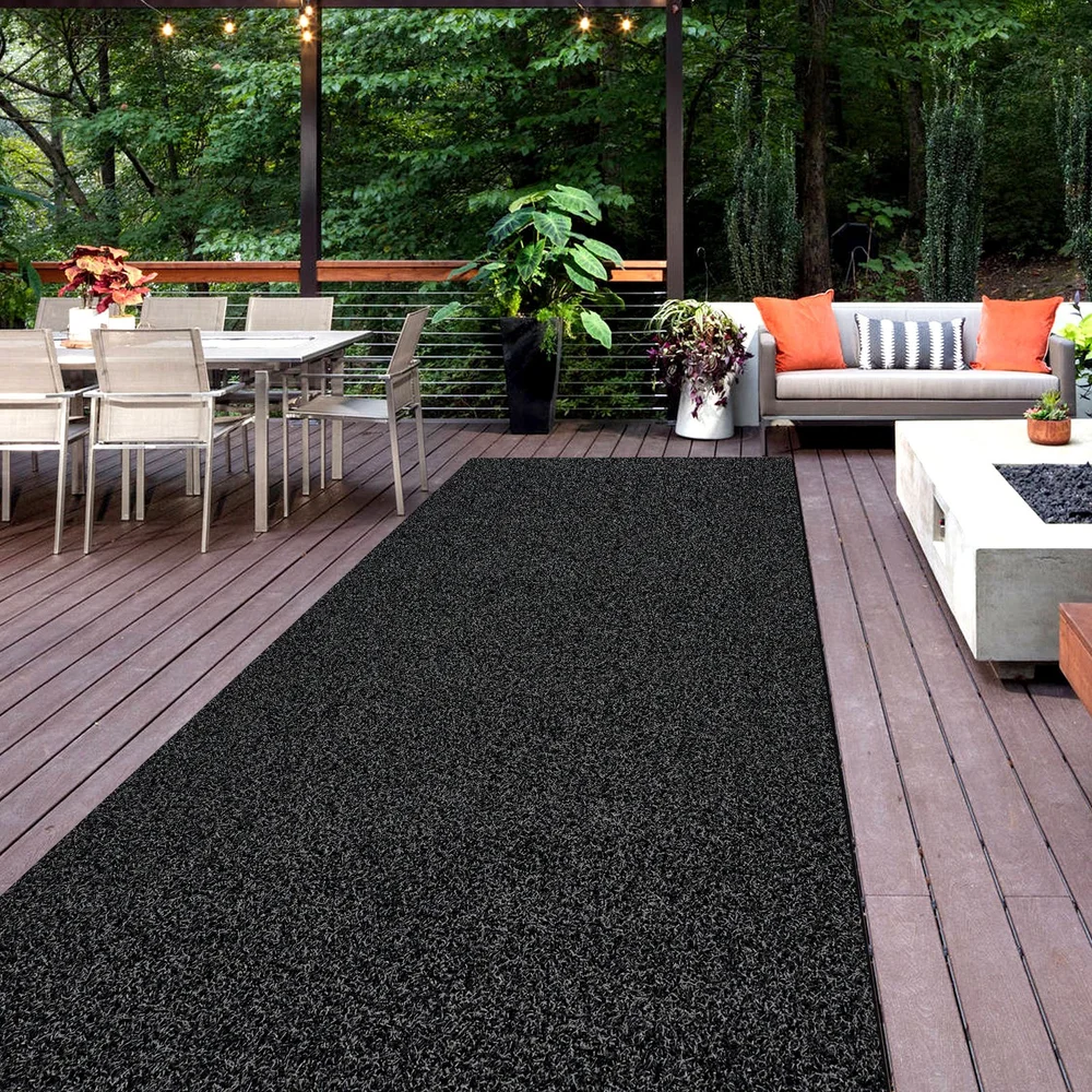 klows porch rugs and matts 23.75-in x 35.75-in Black Rubber Non-Slip Grip Outdoor Door Mat or indoors. Indoor-Outdoor Rugs  Plow &