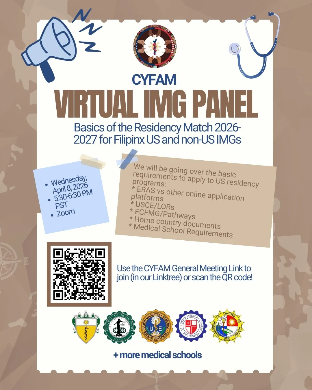 Are you an IMG from the Philippines looking to apply to residency in the US? Don't know where to start? 

CYFAM's IMG committee is proud to present the IMG Speaker Series. For our first event, we've invited a panel of Filipinx IMG applicants who have