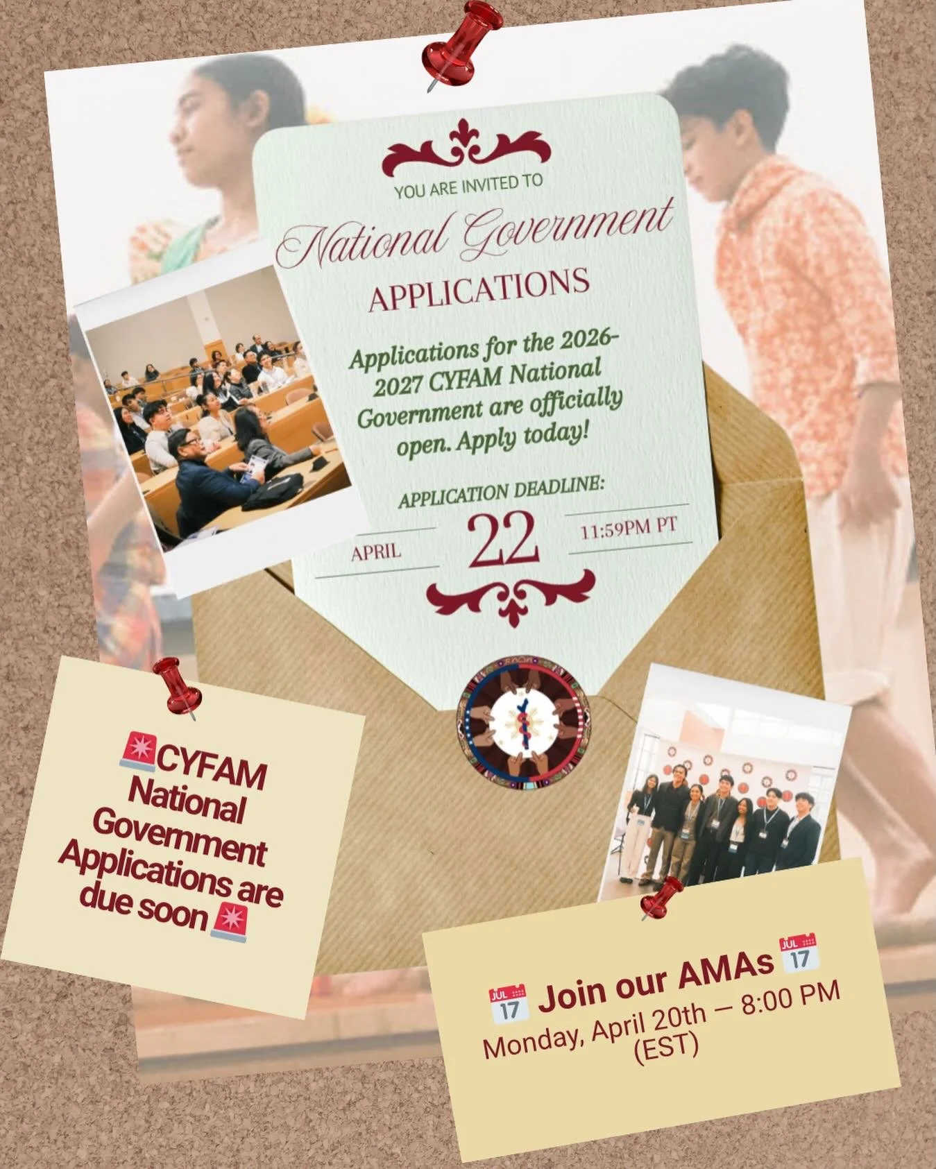 🚨 CYFAM National Government Applications Are Due Soon 🚨

If you&rsquo;ve been considering applying, now is the time to take action. Don&rsquo;t miss your opportunity to get involved, lead, and make an impact at the national level.

Apply Now: https