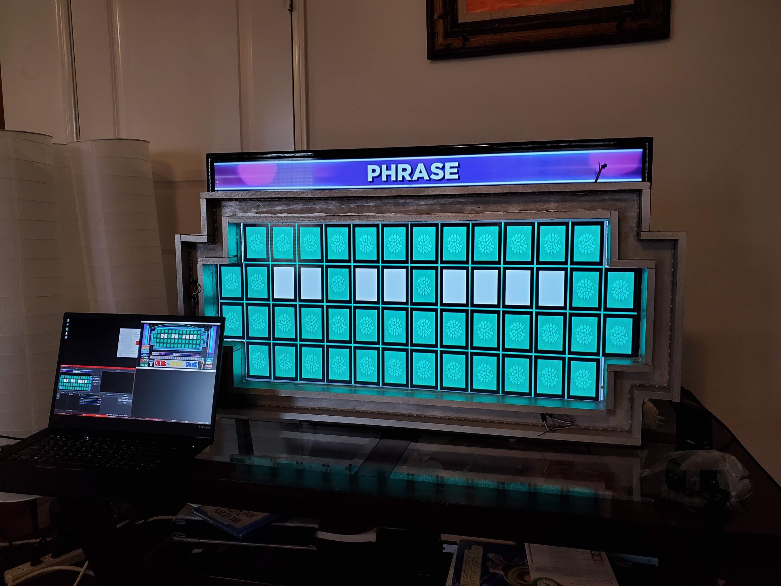 A photo of the puzzleboard in progress, without lighting installed.