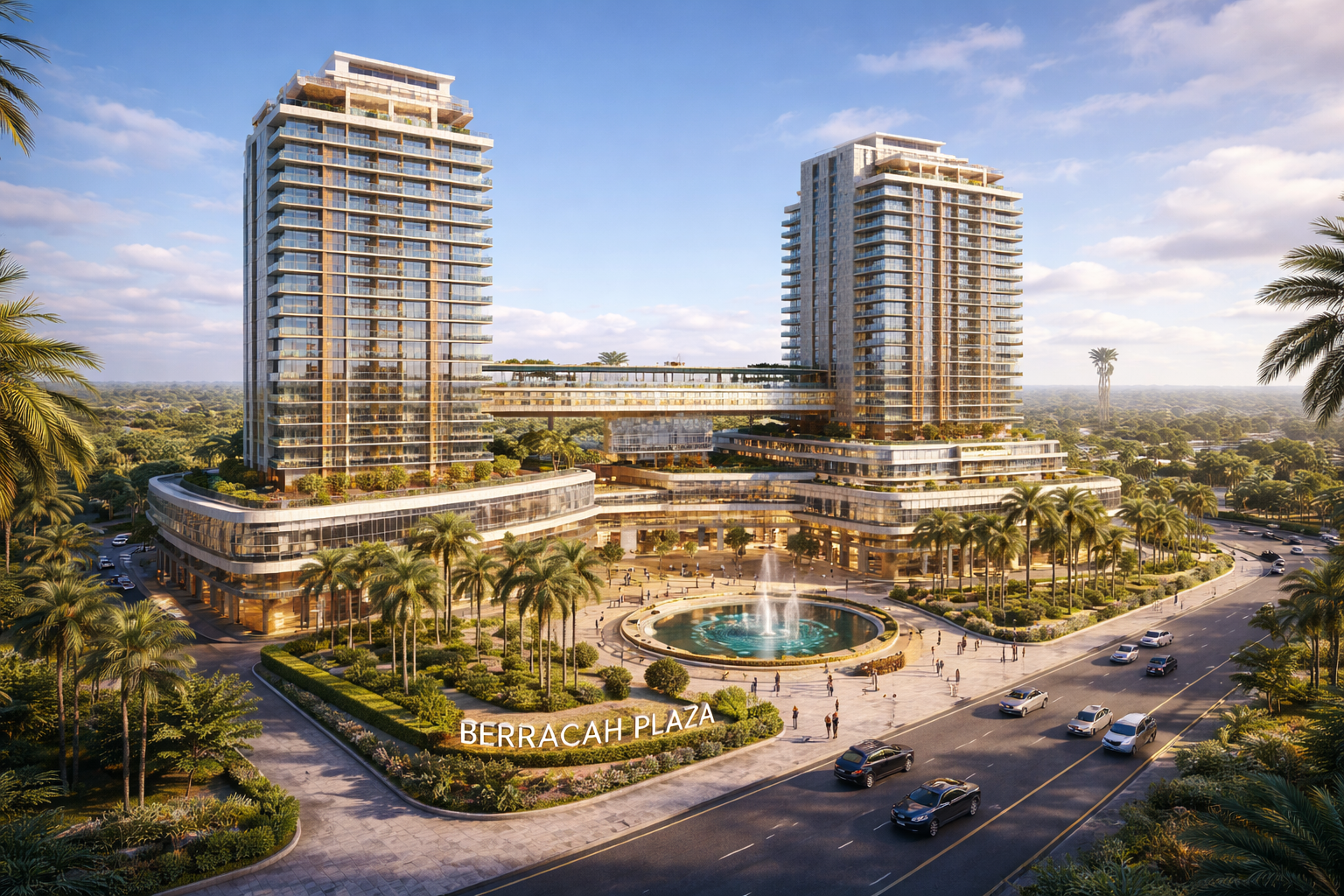 Berracah Plaza at golden hour.png