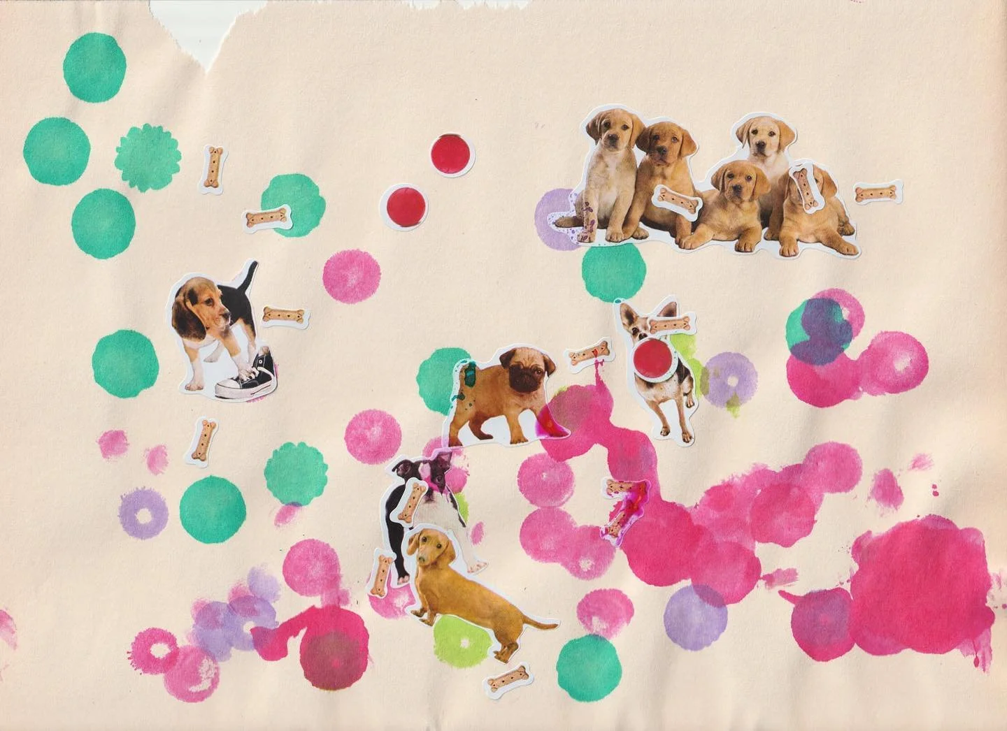 Latest and greatest collab with my 1 year old daughter 🤩 The layering, the overall composition and strategic placement of bones and balls&hellip; it makes a mama proud 👏🏼😆 In all seriousness, I&rsquo;ve been SO excited to have art days with my gi