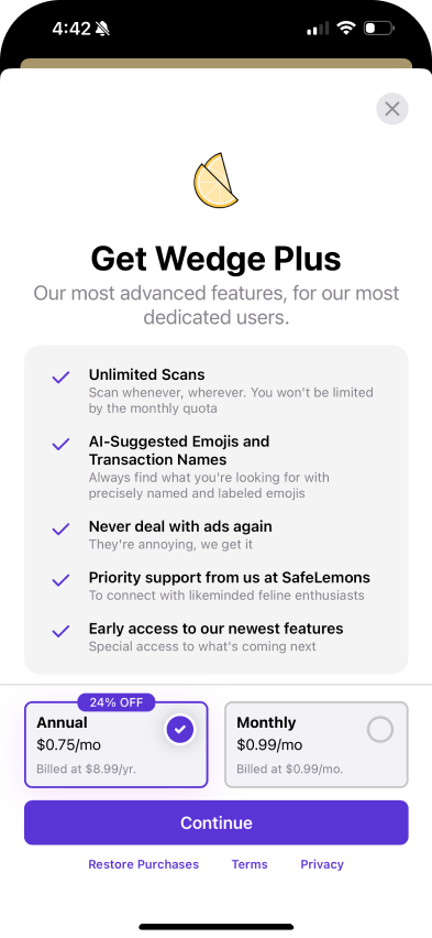 Wedge Plus Subscription