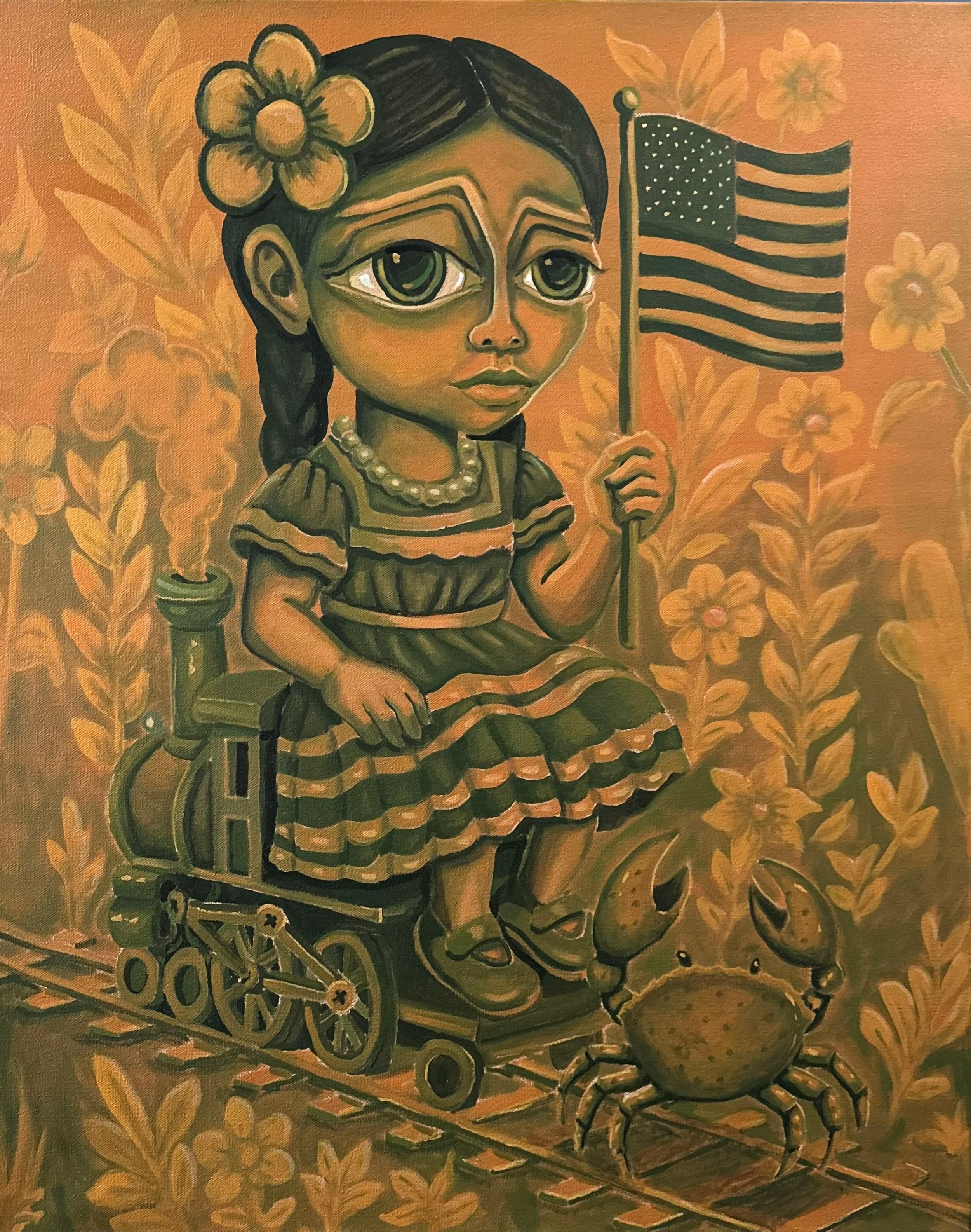 "The Mestiza and the Tide Walker" 24x30 Acrylic on canvas.