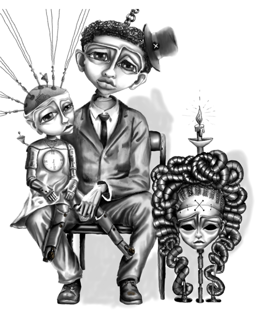 A silhouette of a person climbing on a structure at night, with dark sky and faint stars in the background.