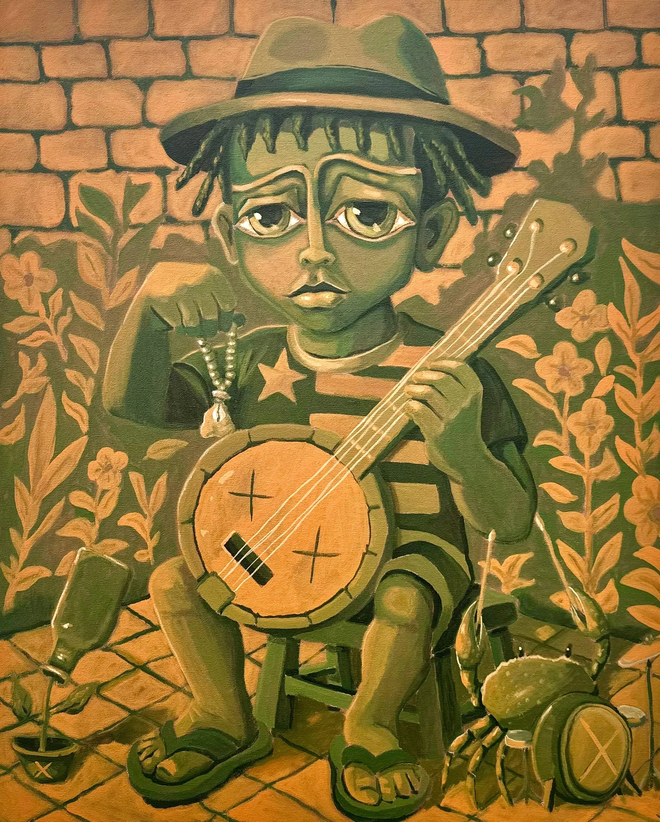 "Yalla Gregs Gris Gris and the Tide Watcher" 24x30 Acrylic on canvas.
