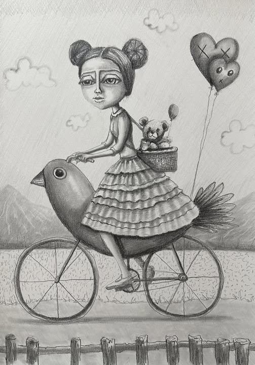 "Broken Bicycle" 18x24 Graphite on paper