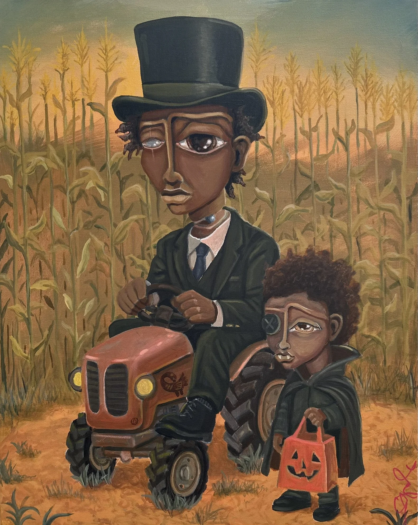 "The Sankofa Tractor" 24x30 Acrylic on canvas