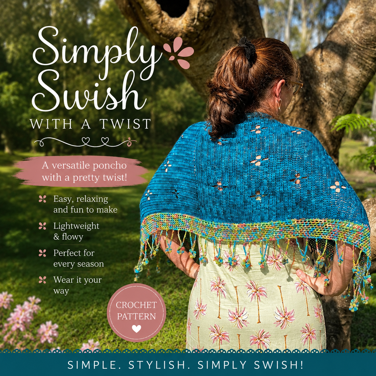 Simply Swish with a Twist Poncho UK Terms PDF Crochet Pattern Digital Download