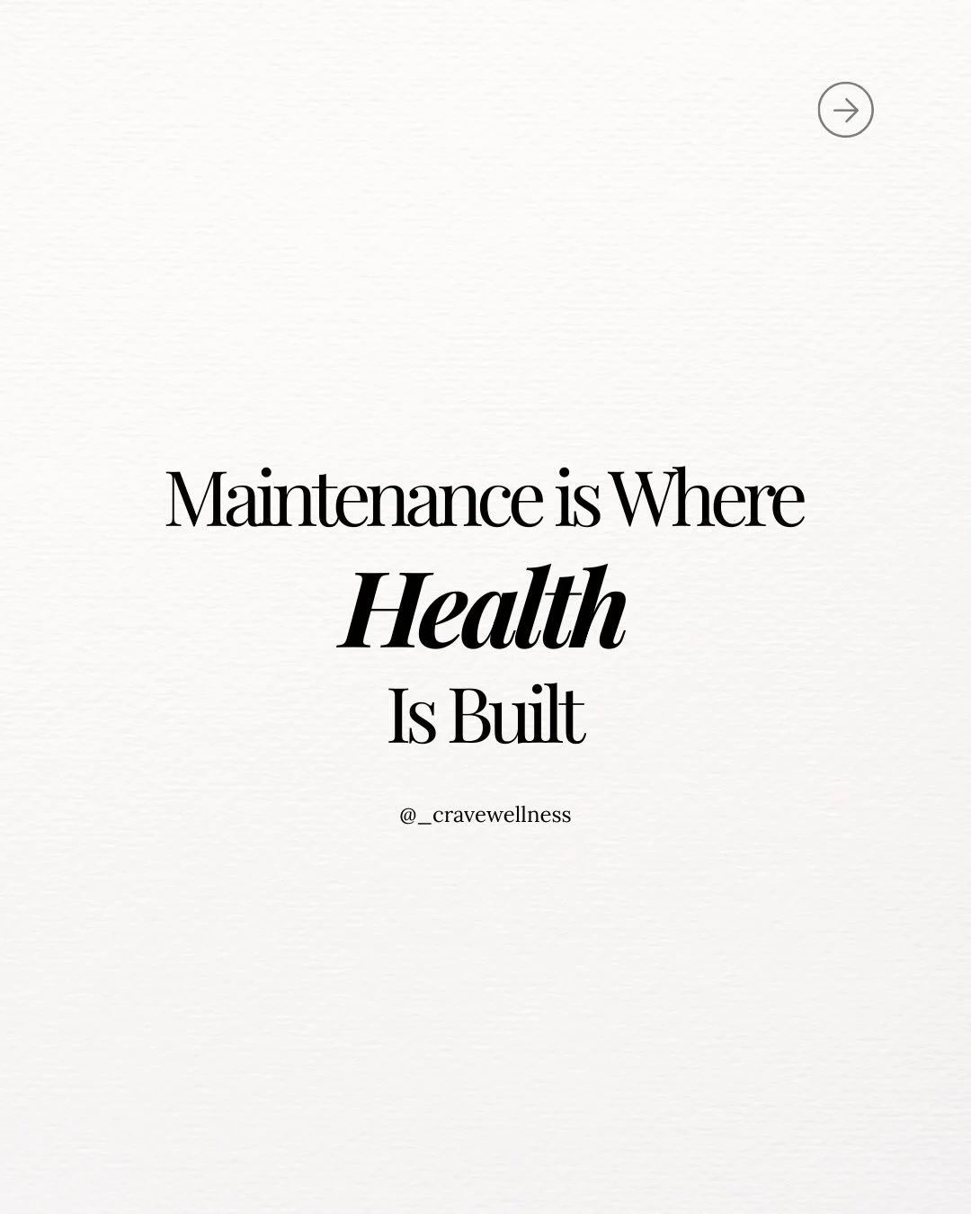 We don&rsquo;t talk about maintenance enough.

Everyone loves the start, the new plan, the protocol, the reset.
 And it&rsquo;s worth saying: the start does matter.
 When you begin making changes, the body responds. Signals shift. Symptoms improve. T