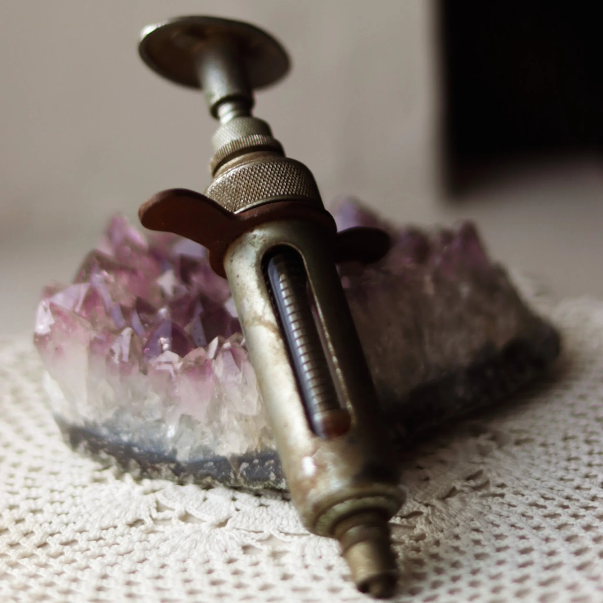 Antique Glass & Steel Medical Syringe