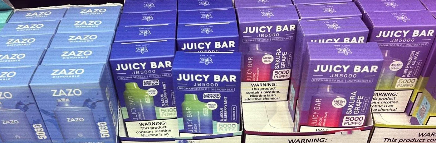 A wide selection of e-liquids and disposable vapes available at our vape shop in Aiken, SC