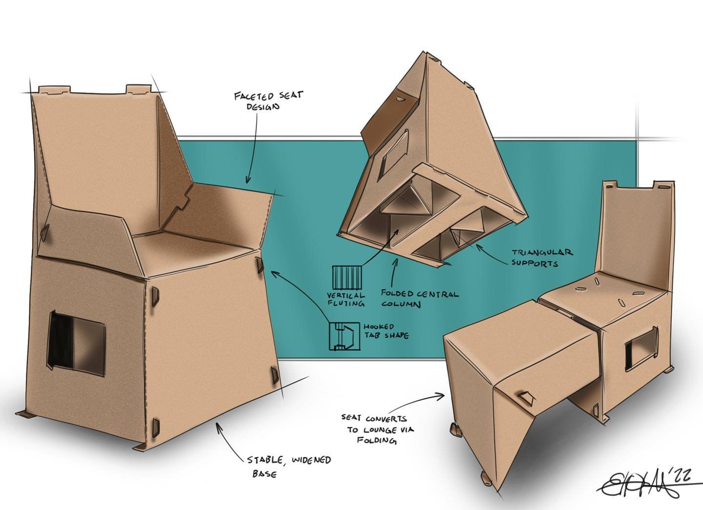 less of an art thing more of a design thing but i made a chair out of cardboard! 🪑