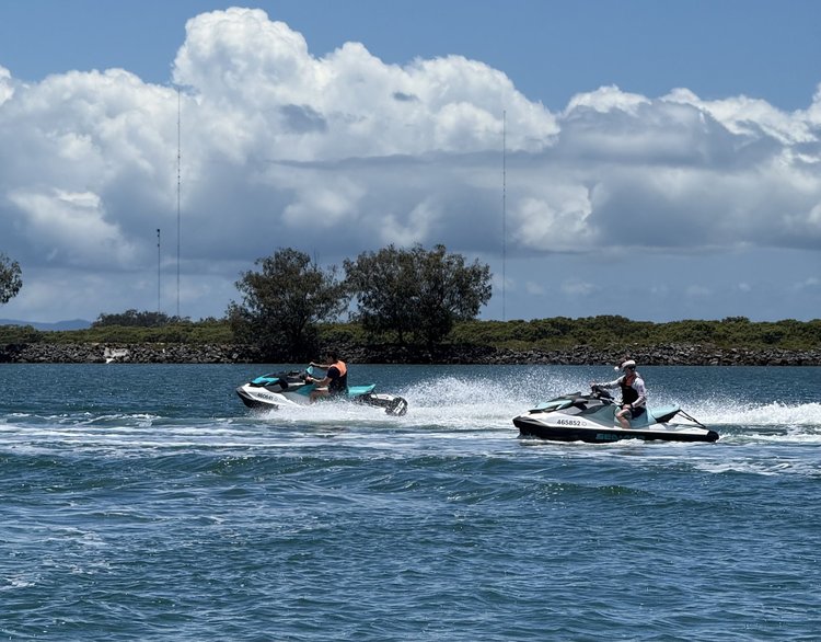 Jetskis riding around St Helena Island
