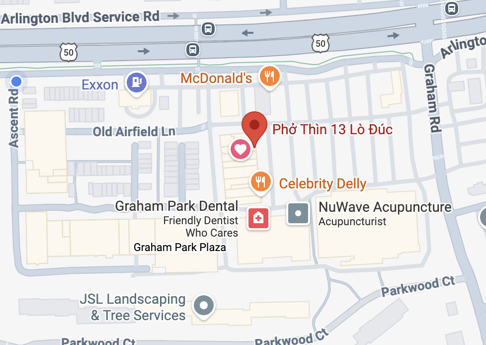 Map showing the location of Pho Thin restaurant at the intersection of P. Lê Duẫn and P. Lô Đức streets.