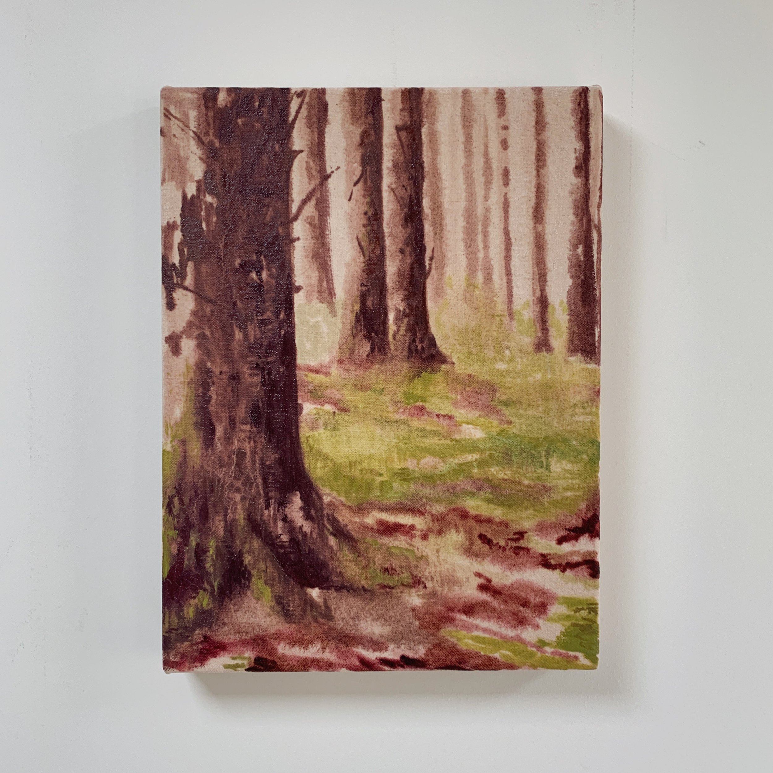 Study of a vibrant, living forest in Brecon
Oil on beetroot dyed linen
30x40cm 

Available - dm for more info